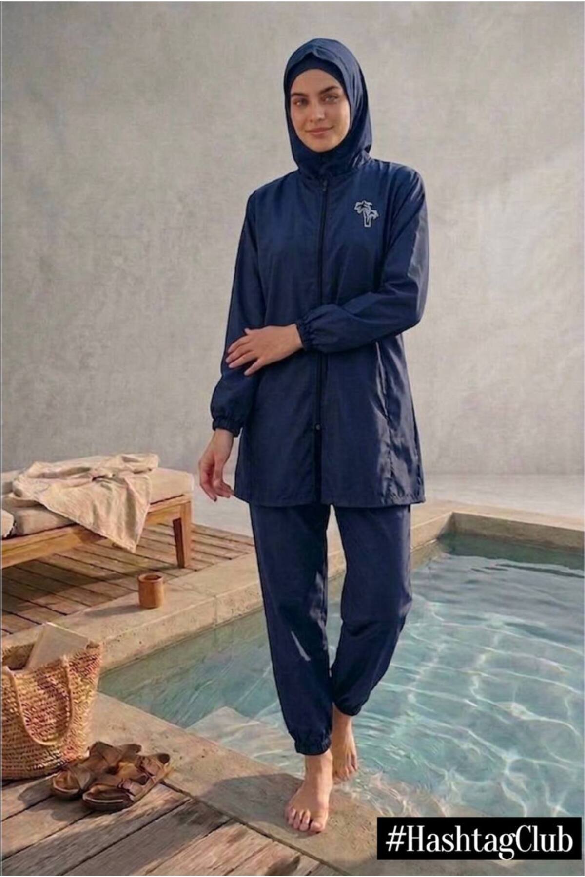 Hijab Swimwear Full Closed 4-Piece Set Waterproof Fast-Drying Parachute Fabric