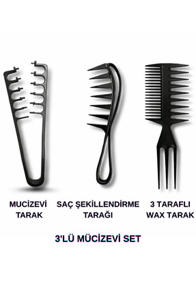 SheMask Mucizevi Tarak 3’lü Set Saç Şekillendirici Tarak Seti Hacim Veren Sih...