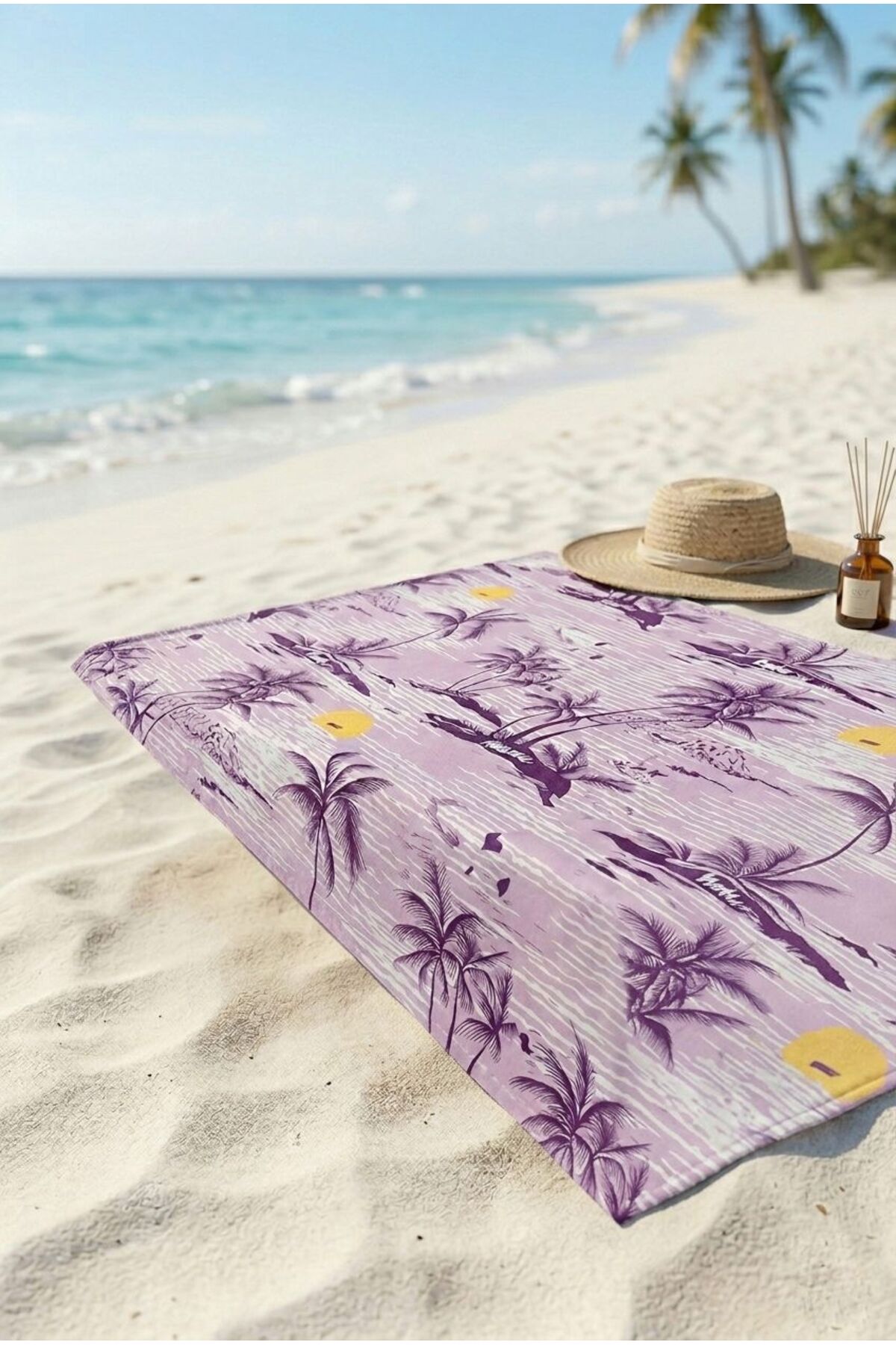 Retro Island Pink Beach Towel 70 x 150 cm