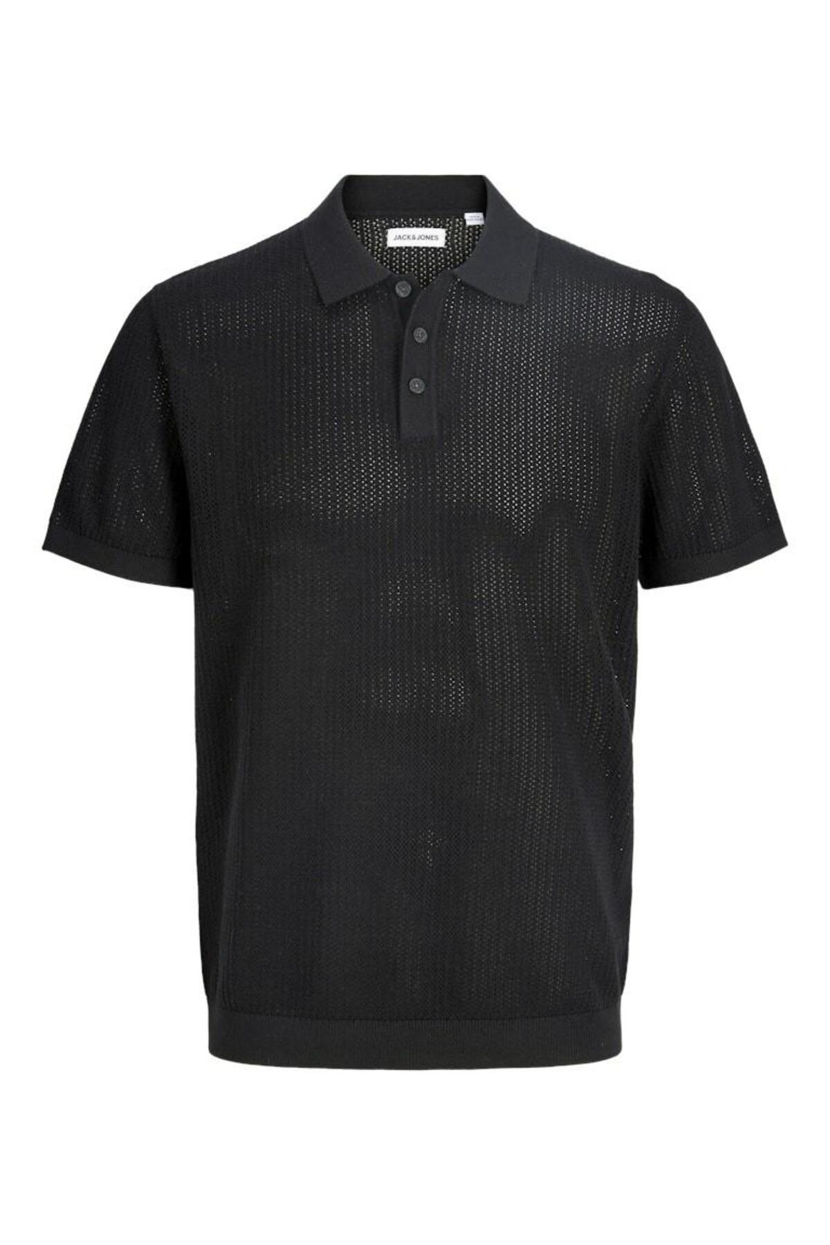 تی‌شرت یقه گرد بافتنی مردانه Jjjess مشکی کد ۱۲۲۸۸۵۴۳ جک اند جونز پولوشرت Jack & Jones