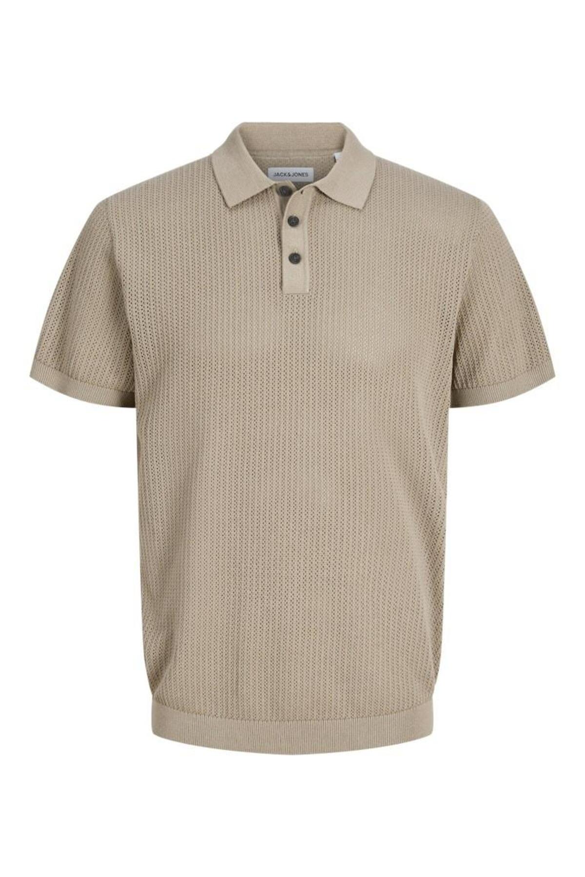 تی‌شرت یقه گرد بافتنی مردانه مدل Coffee Jjjess کد 12288543 - نخی جک اند جونز پولوشرت Jack & Jones