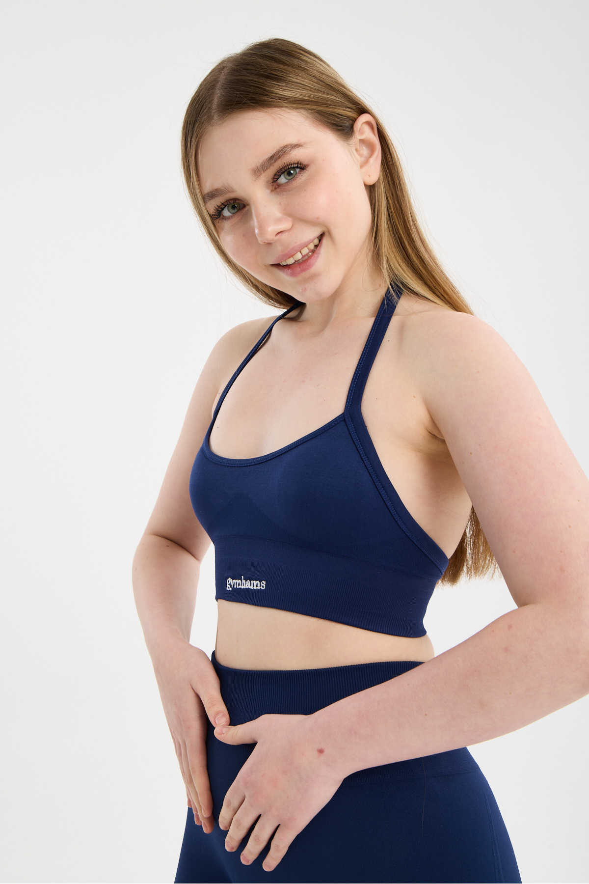 gymhams Drop Halter Yaka Seamless Spor Sütyeni - Esnek Soft Yoga/Pilates/Fitness Üstü görsel 7