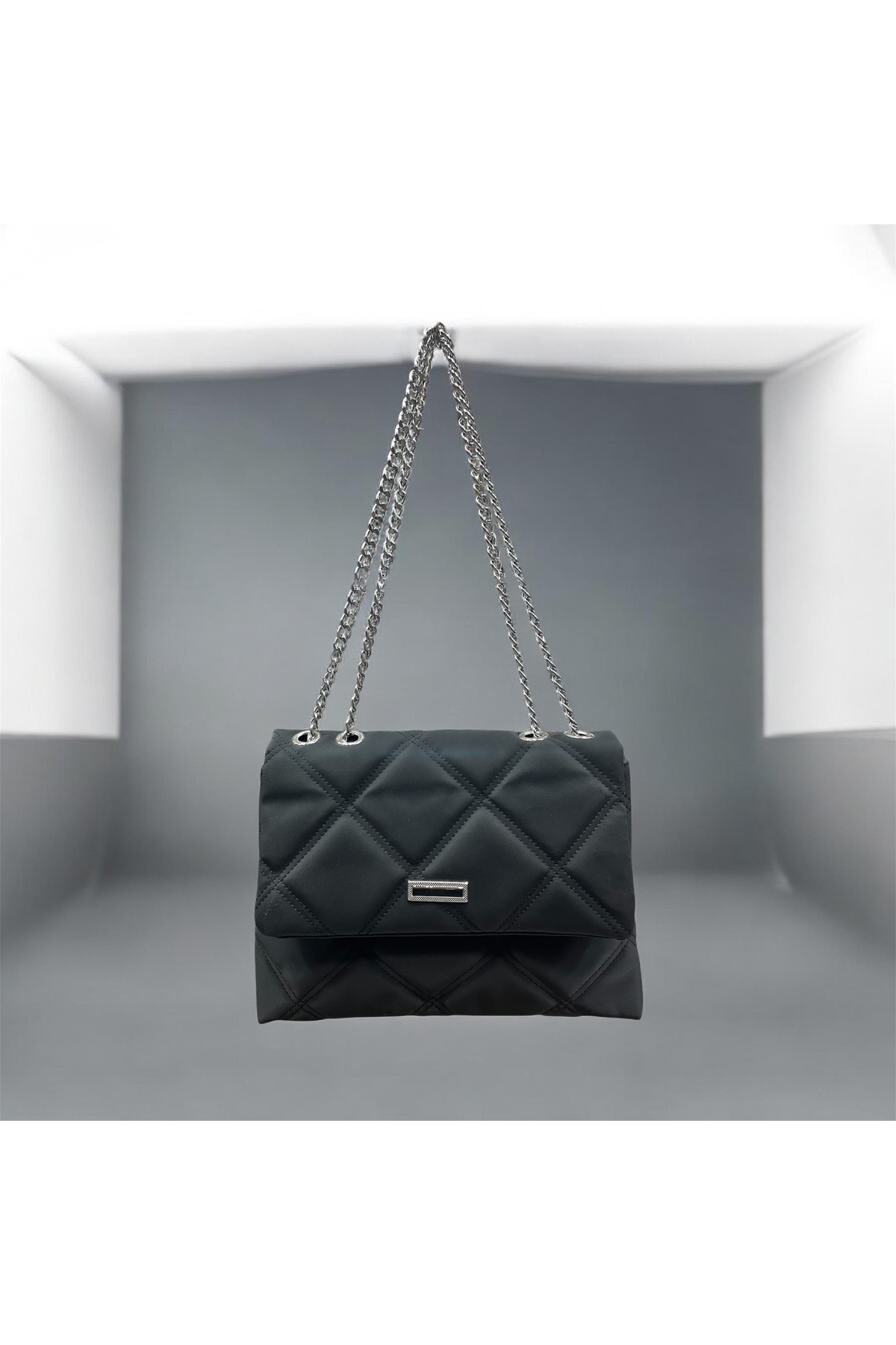 Busrabags Siyah Mat Zincir Saplı Çapraz Askılı Postacı Çanta görsel 2