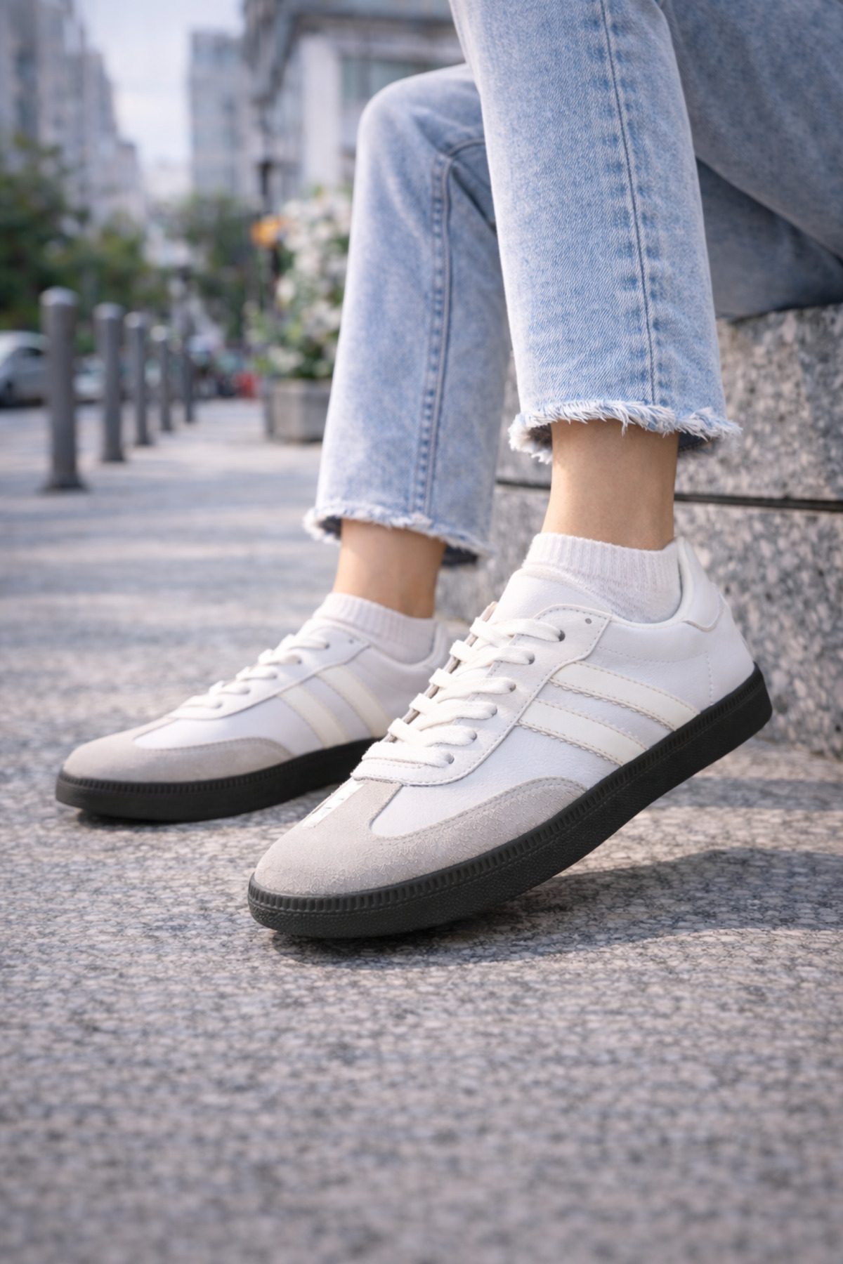 retro sneaker spor ayakkabı kadın günlük B75806 Renkli Rahat Hafif Günlük Yürüyüş Ayakkabısı — سفید SAMBE — تصویر 3 از 8