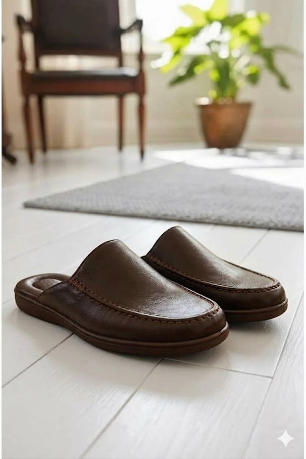 Didaly Lüks Kahverengi (Yeni Moda Renk) Erkek Misafir Ev Çeyiz Ve Damat Terliği görsel 2