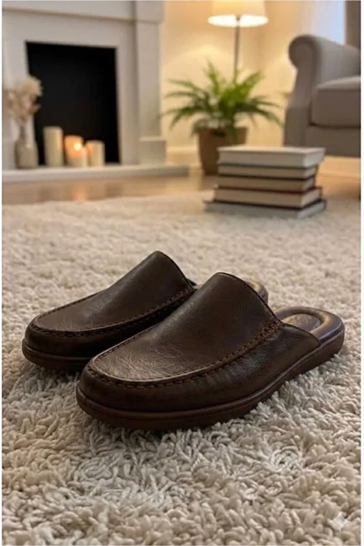 Didaly Lüks Kahverengi (Yeni Moda Renk) Erkek Misafir Ev Çeyiz Ve Damat Terliği görsel 3