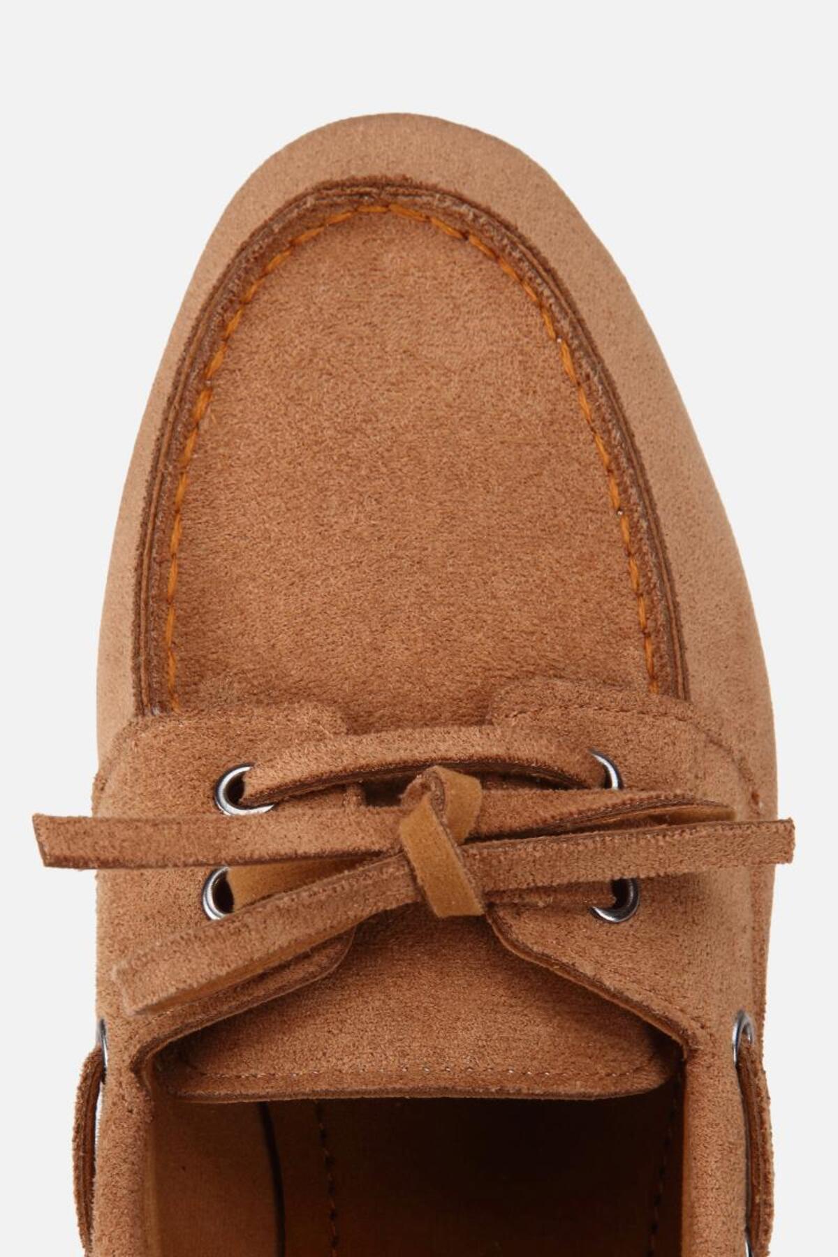 Yaya by Hotiç Kadın Taba Süet Bağcıklı Dikiş Detaylı Loafer görsel 5