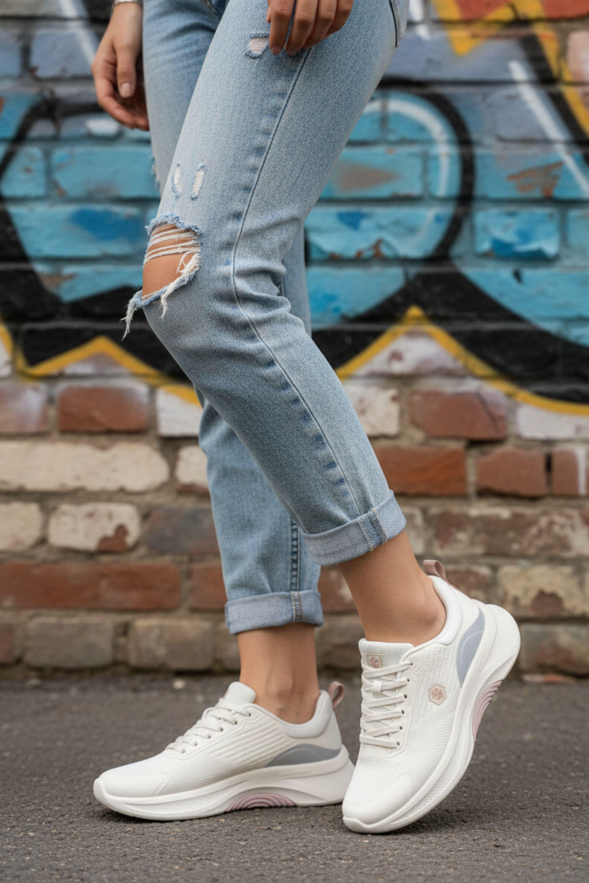 CS-6743Off-White Women's Comfort Casual Sneakers