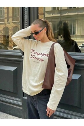 Jose Clothing Kadın Baskılı Tesettüre Uygun Uzun Kollu Tshirt