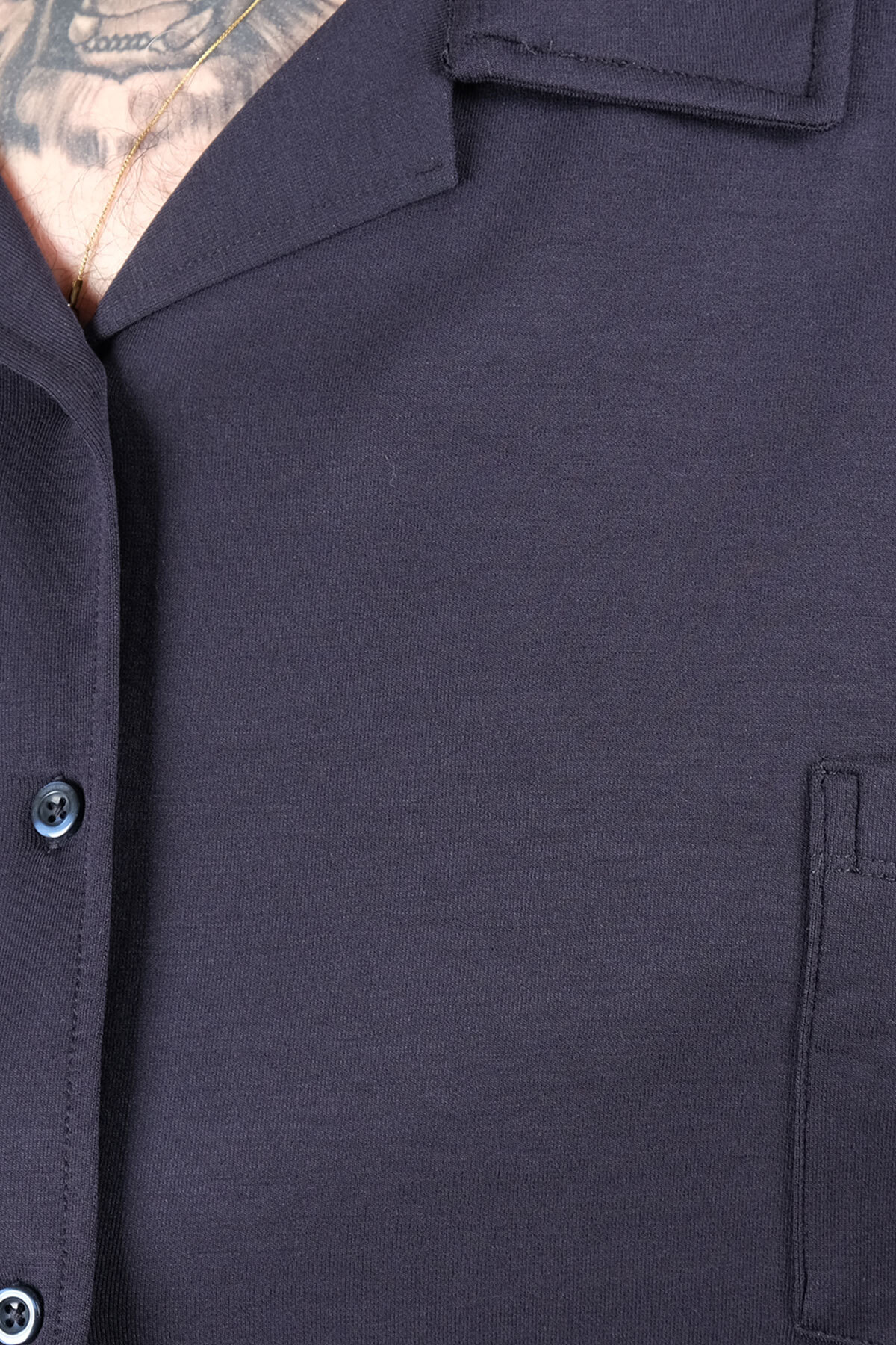 ModeXL Mode XL Büyük Beden Gomlek Apas Yaka Kısa Kol U26380 LACİVERT görsel 4