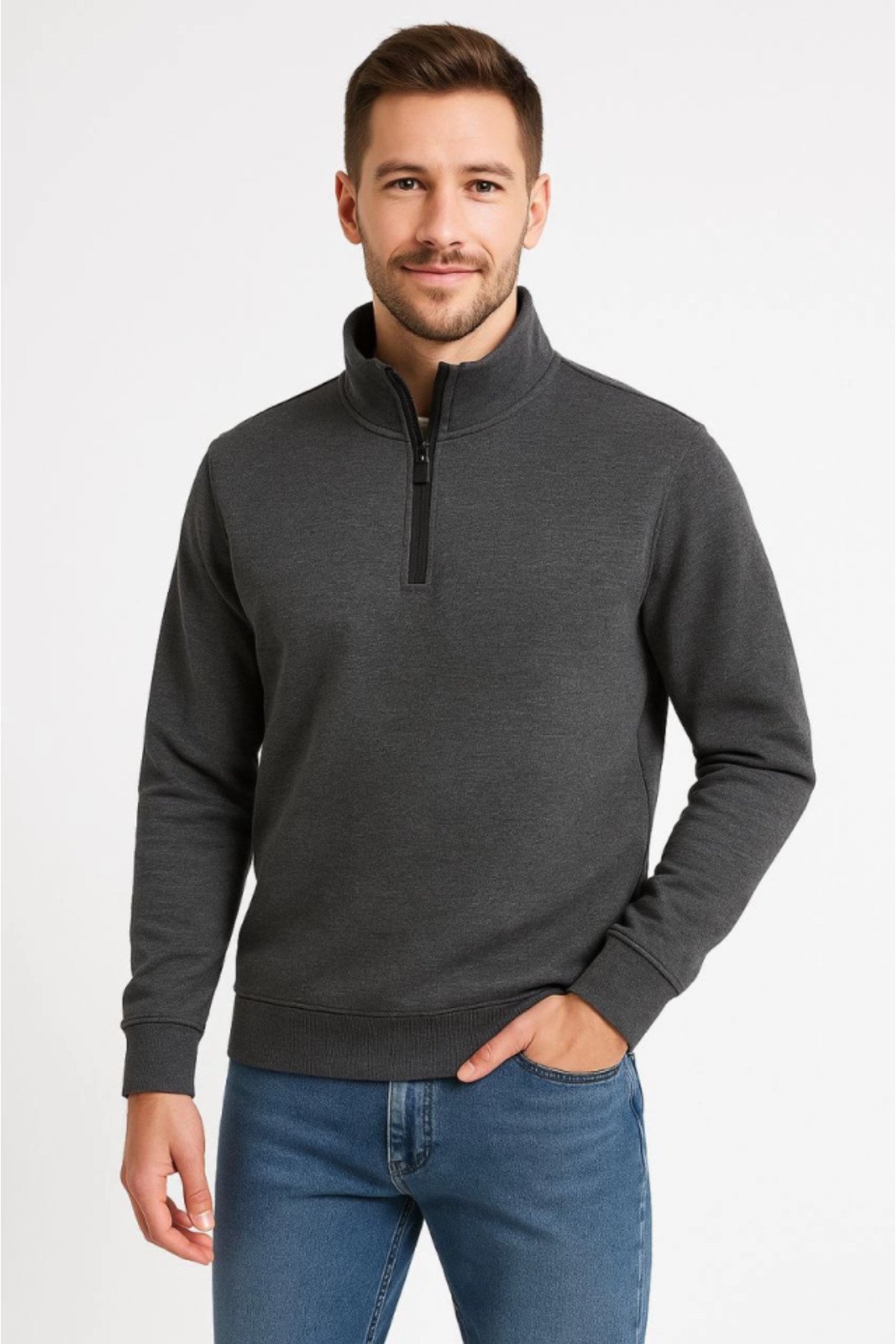 【CLANE】HALF ZIP STAND COLLAR SHIRT Men's Half-Zip Stand Collar Sport Henley – Black – Me & I Apparel