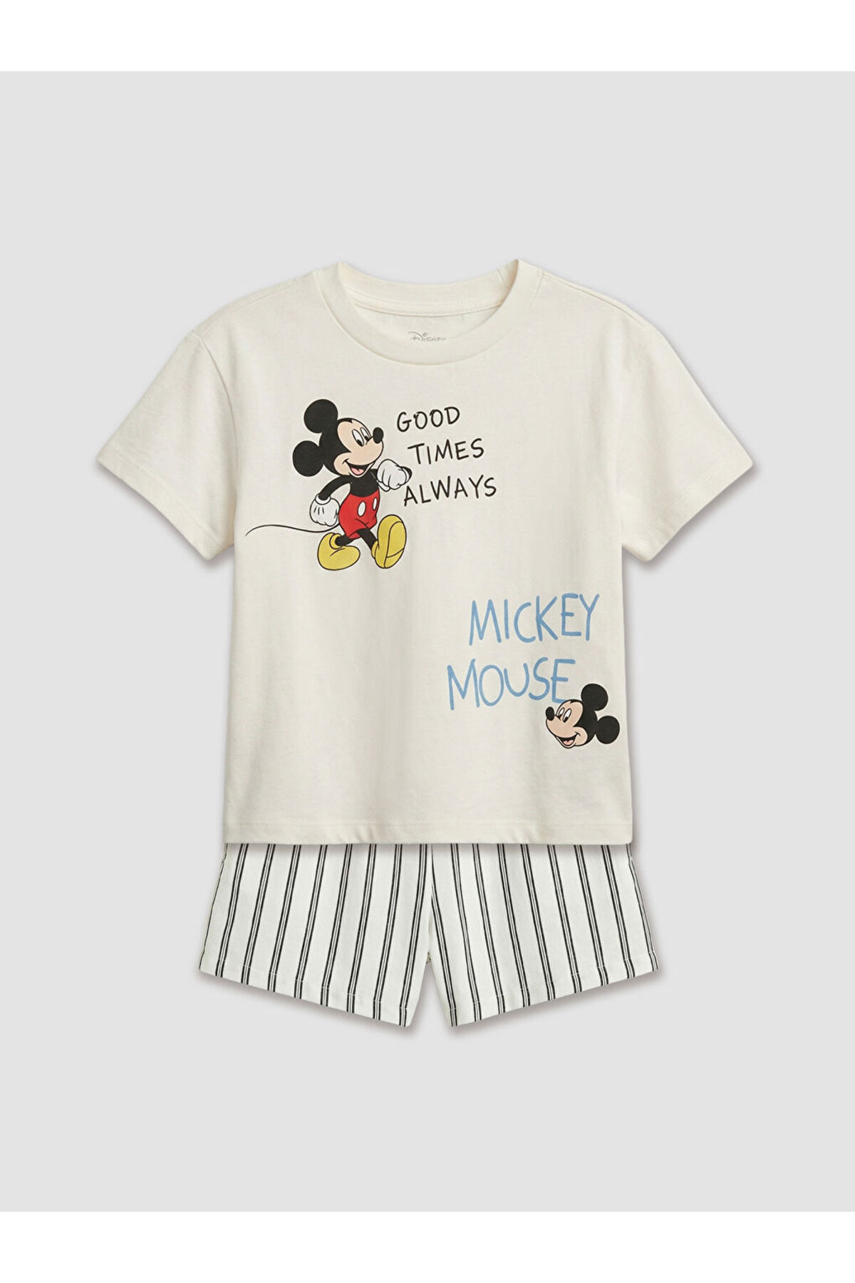 LC Waikiki Lcw Baby Ecru Mickey Mouse Printed Baby Boy T-Shirt and Shorts