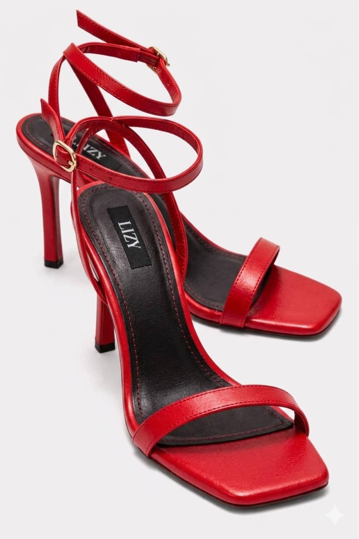 Women's Red Thin Strap Stiletto Elegant Chic Evening Shoe 9 Cm Heel