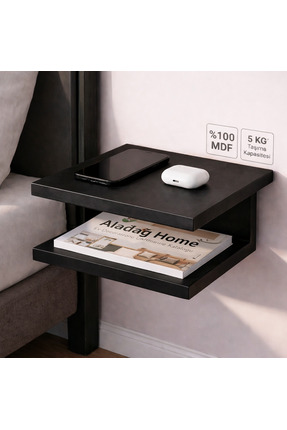 ALADAĞ HOME Modern Siyah 30x25 Duvar Rafı – %100 MDF, 2 Katlı, Dekoratif ve K...