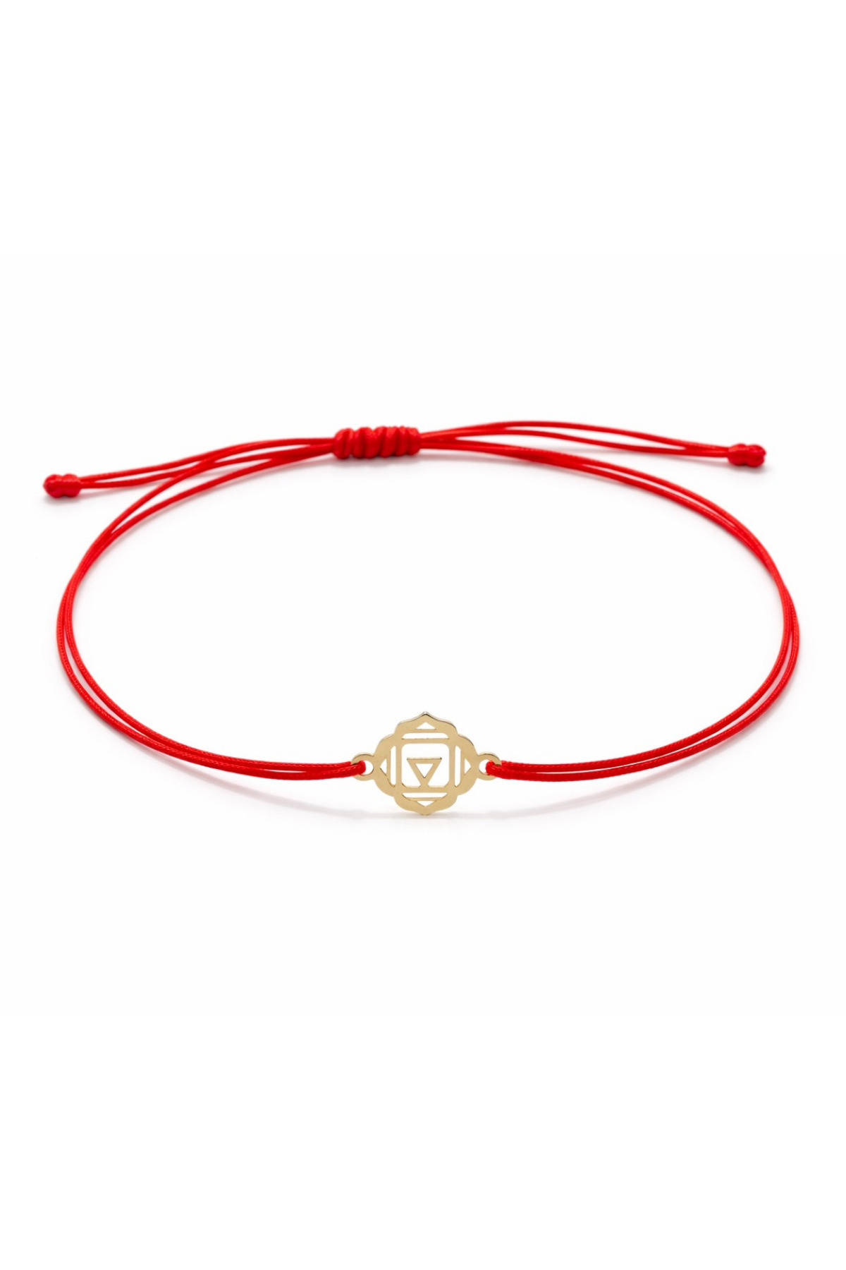 NEREZE  925 Ayar Gümüş Gold Kırmızı İpli Kök Çakra Makrome Bileklik Bereket Koleksiyonu - Görsel 2