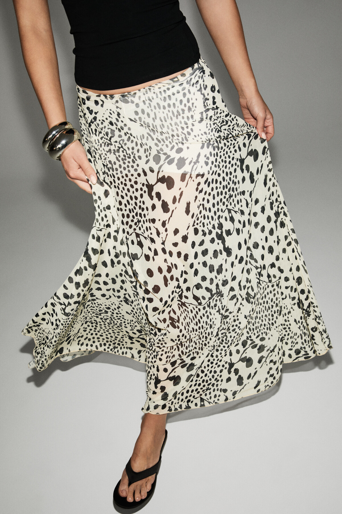 GRIMELANGE  KIMLENE Kadın Yumuşak Ve Esnek Kumaşlı İçi Şortlu Leopar Desenli Etek - Görsel 2