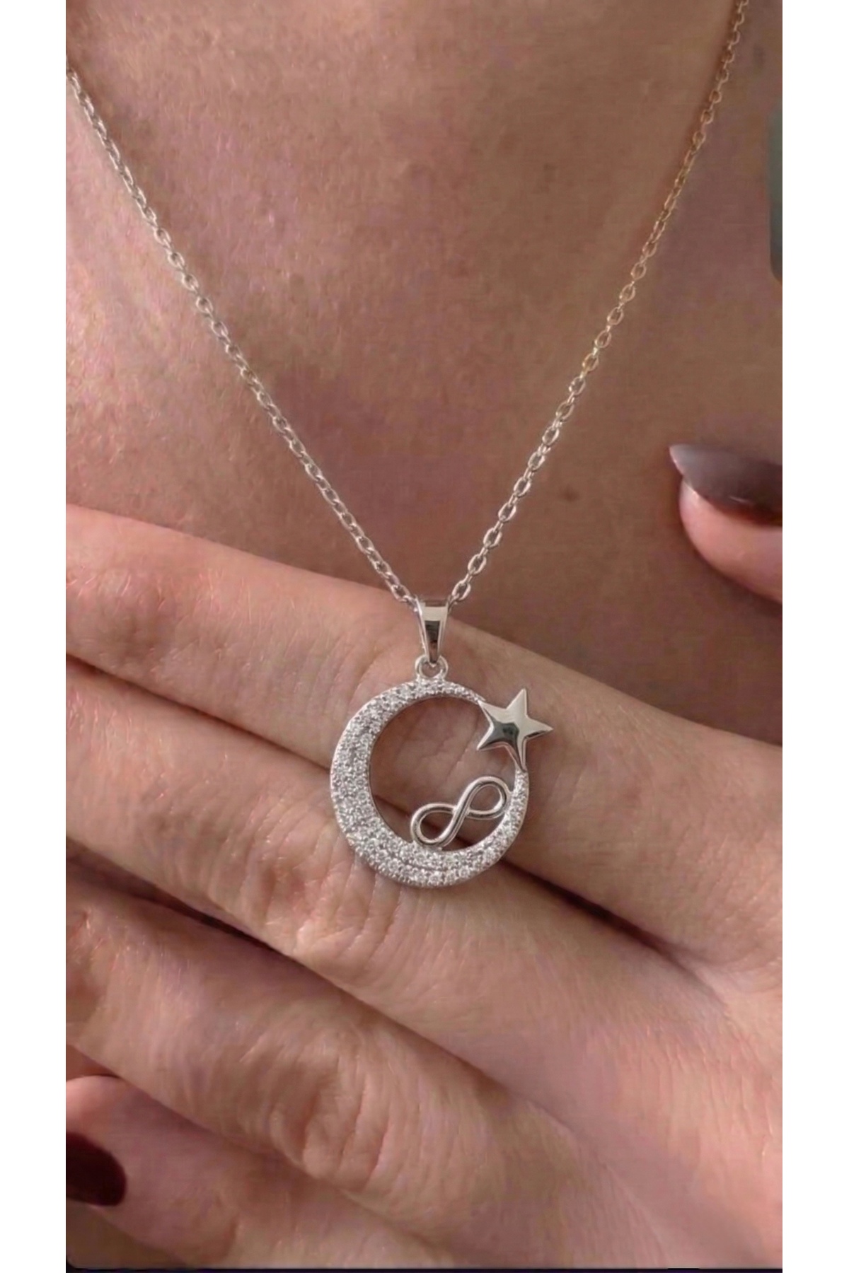 Unshaded Steel Necklace | Women's Moon Star Necklace | Necklace for Sensitive Skin |Silver Necklace