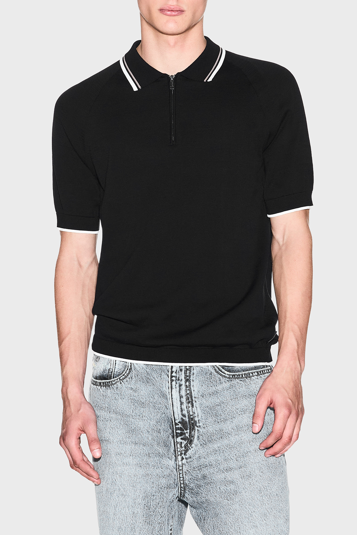 پولو شرت مردانه یقه دار ۱۰۰٪ پنبه ای سایز معمولی زیپ دار POLO XM001977 AF20139 UC001 آرمانی اکسچنج پولوشرت Armani Exchange