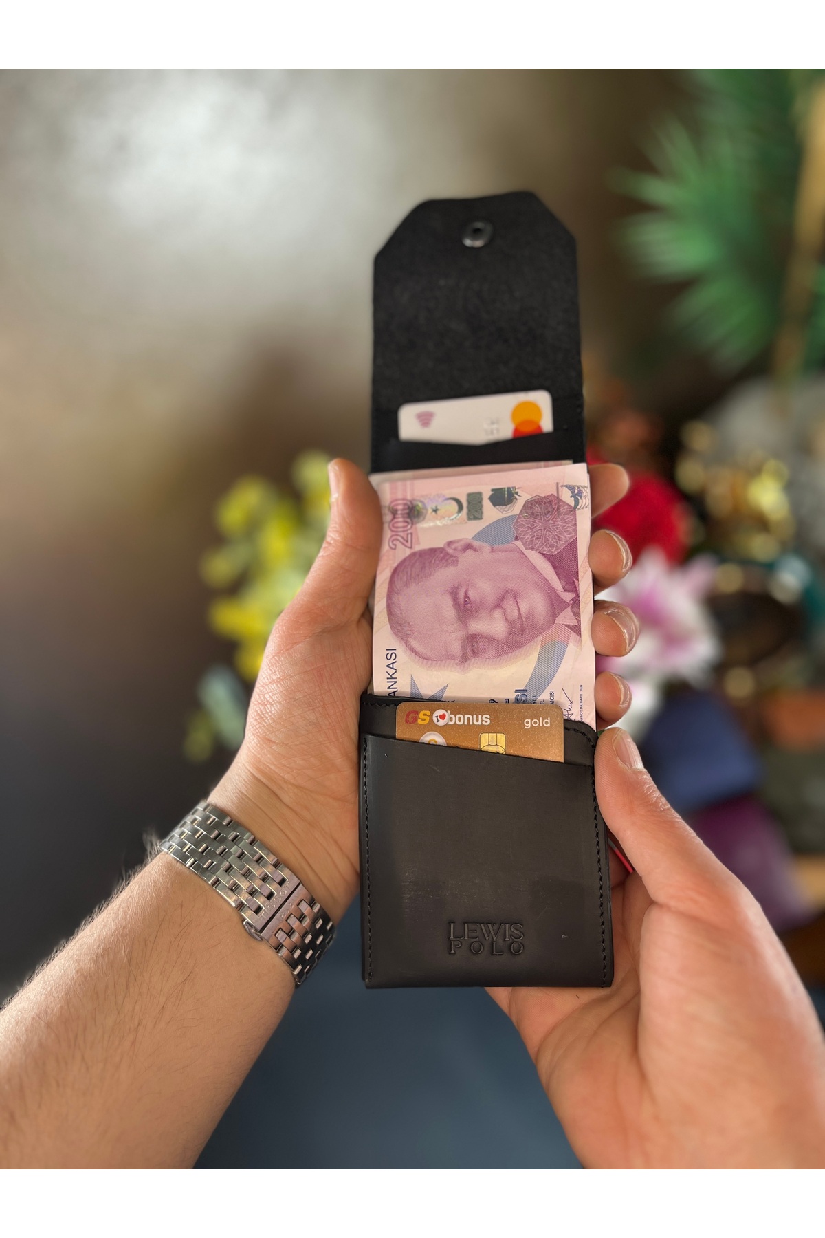 LEWİS POLO  Viral Hakiki Deri Bol Kartlıklı Kullanışlı SİYAH unisex Cüzdanı - Görsel 3