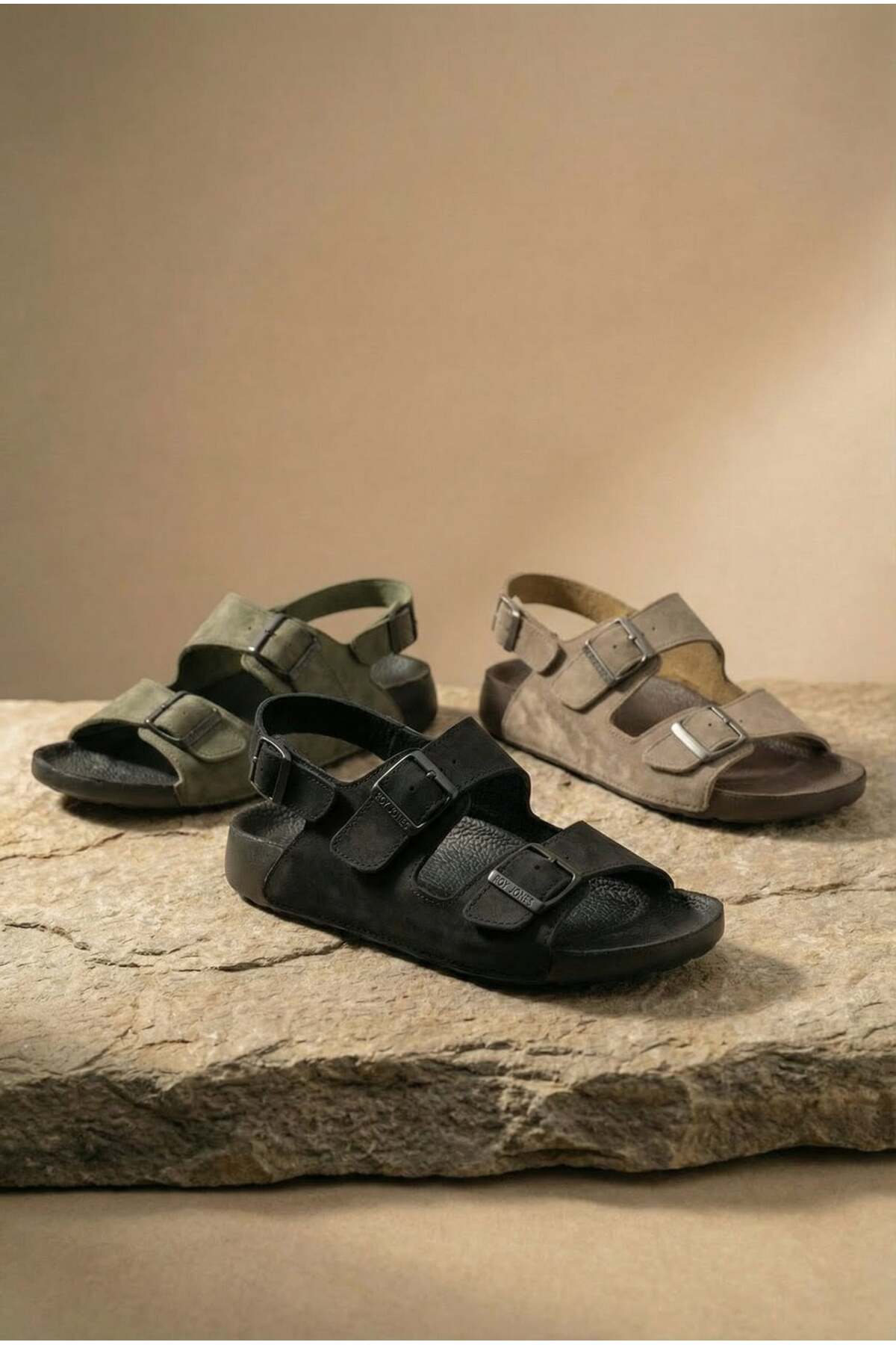 Shoebuo Erkek Sandalet Terlik Çift Tokalı Anatomik Taban Rahat Günlük Yazlık Premium Şık Tasarım görsel 8