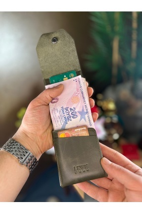 LEWİS POLO Viral Hakiki Deri Bol Kartlıklı Kullanışlı YEŞİL unisex Cüzdanı