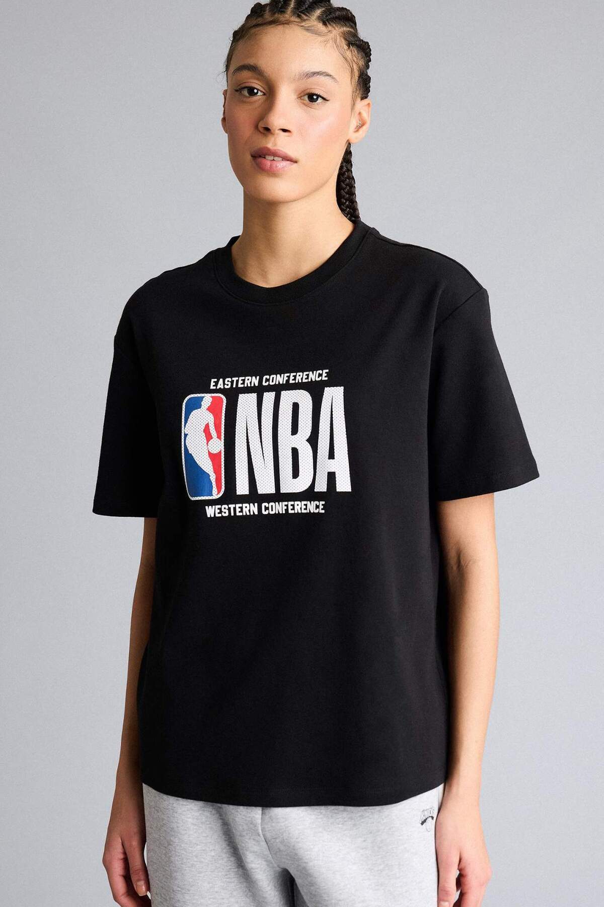 DeFacto 100% Памук Тениска с къс ръкав с надпис NBA, свободна кройка G0717AX26SP