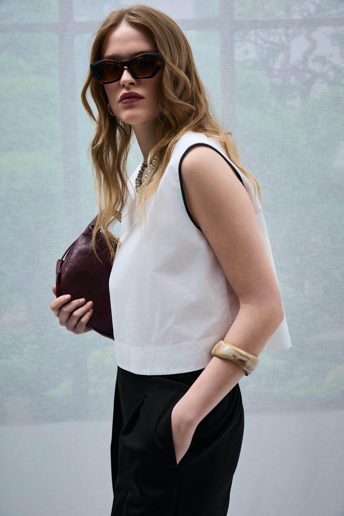 Lufian  Karmına Beyaz Kadın Bluz 121280013 - Görsel 2