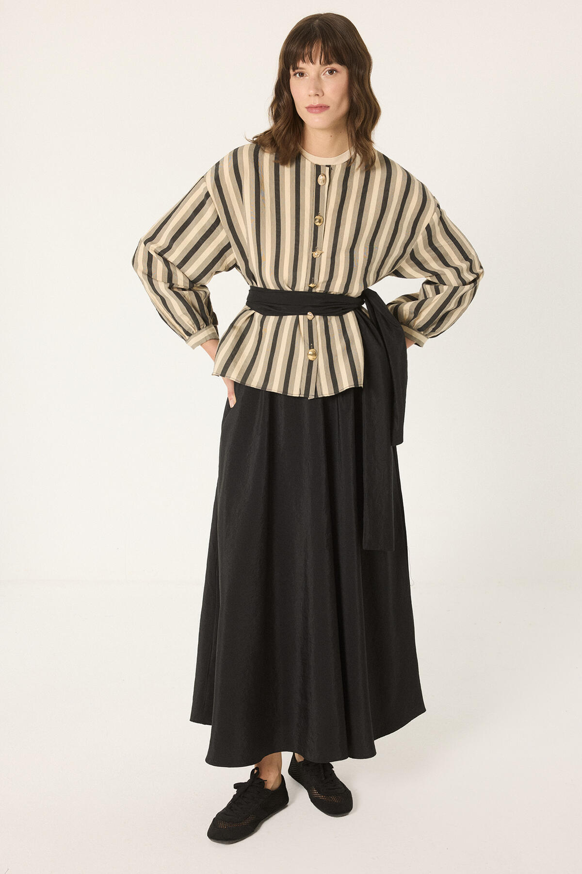 Touche Prive Striped Jacket Skirt Set- Trendyol