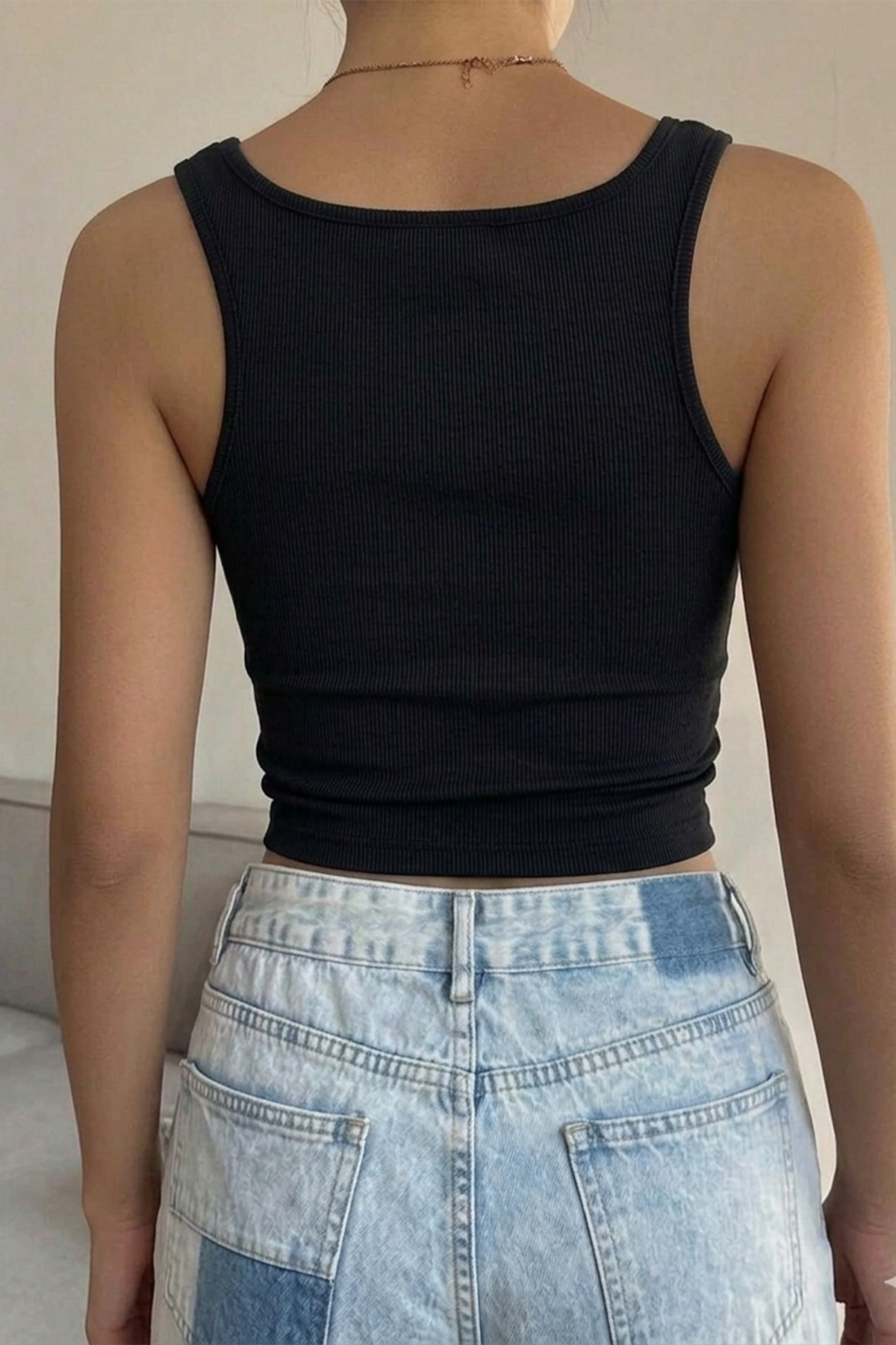 ecemore  %95 Pamuk Dantel Detaylı Askılı Bluz - Görsel 5