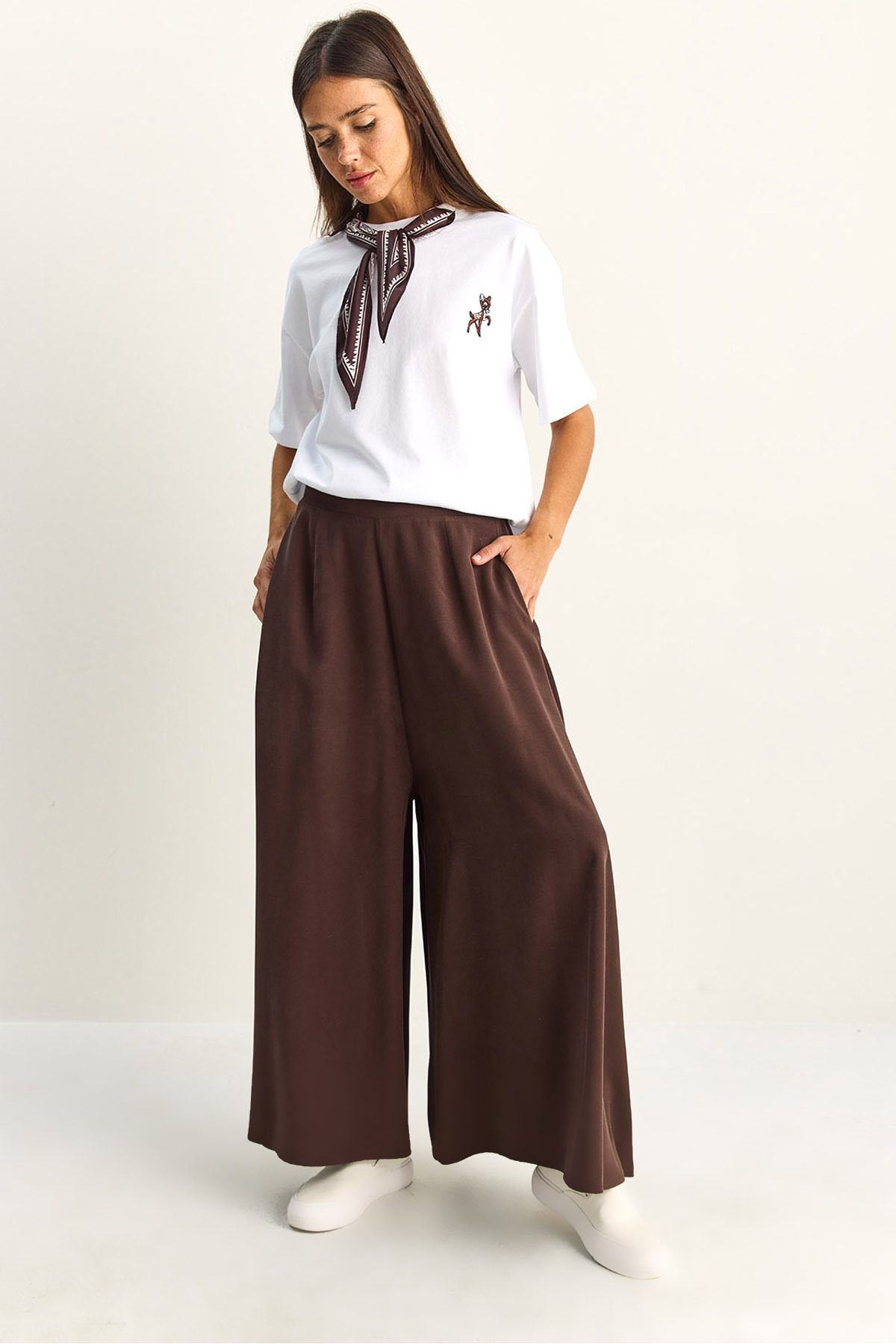 Women's Pocket Detailed Diagonal Modal Pants Skirt 3312 60286141