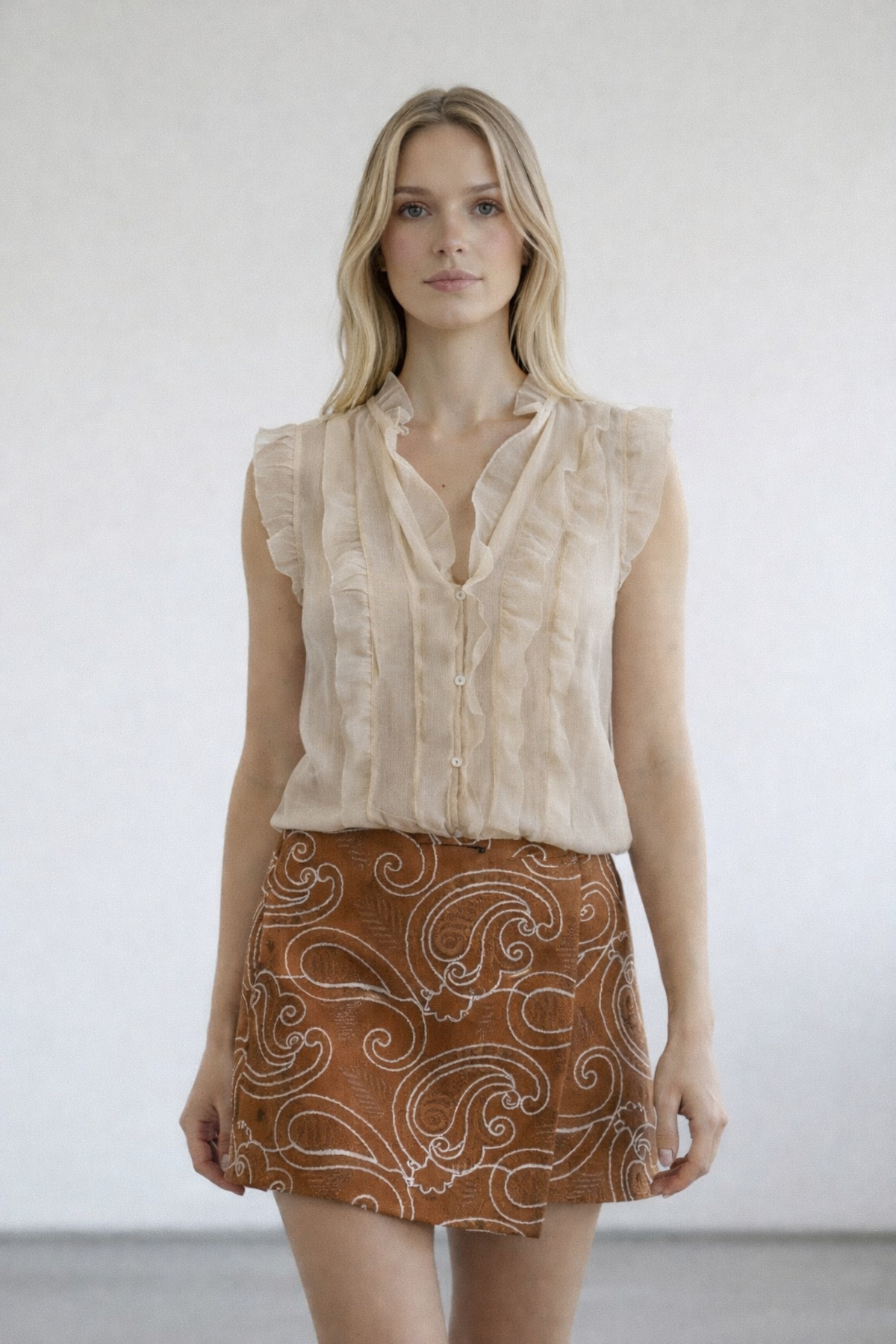 Women's Transparent Ruffle Blouse