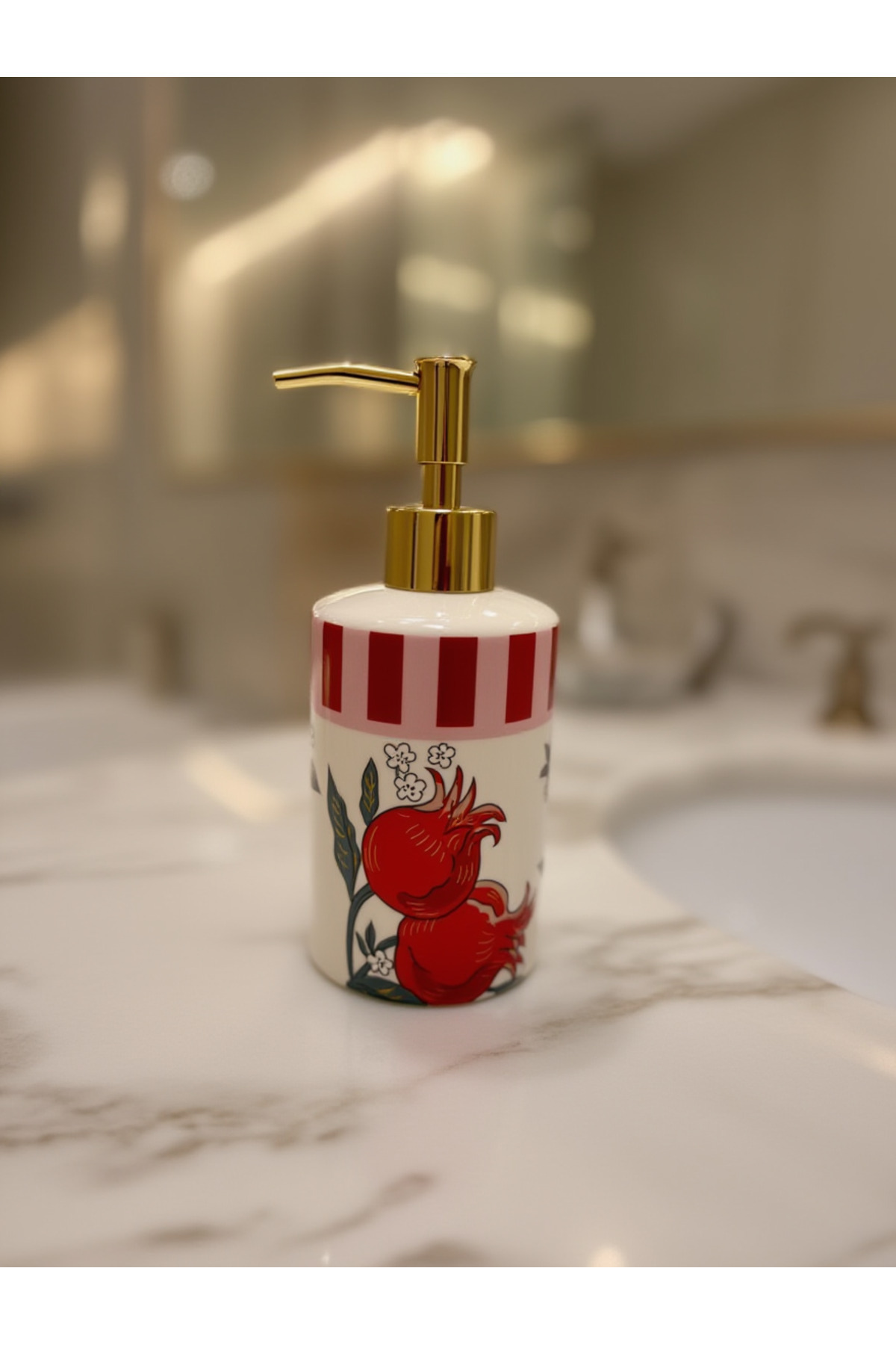 500 ml Narlı Sıvı Sabunluk | Dekoratif Banyo ve Mutfak Sabunluğu