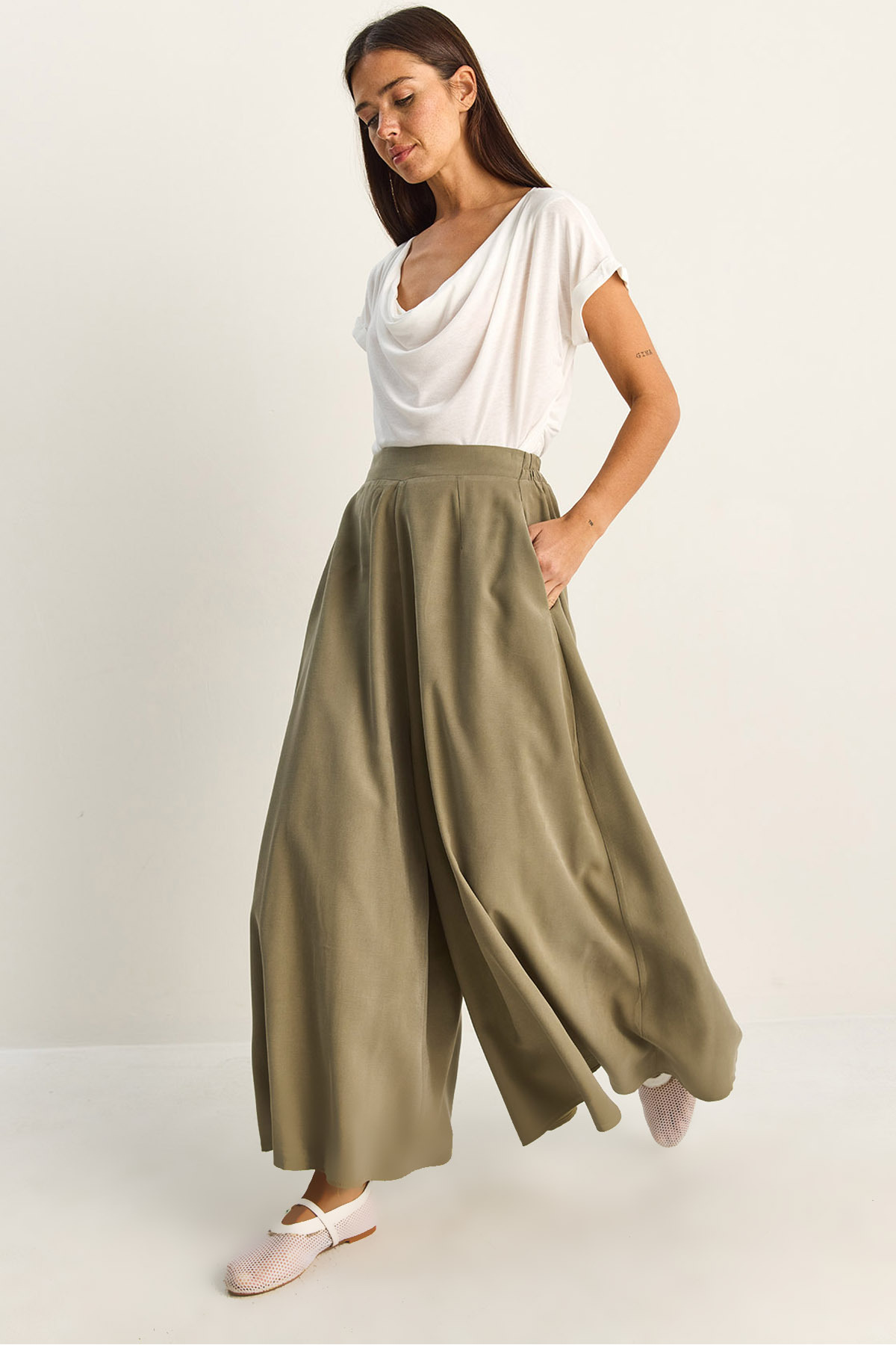 Women's Pocket Detailed Diagonal Modal Pants Skirt 3312 60286141