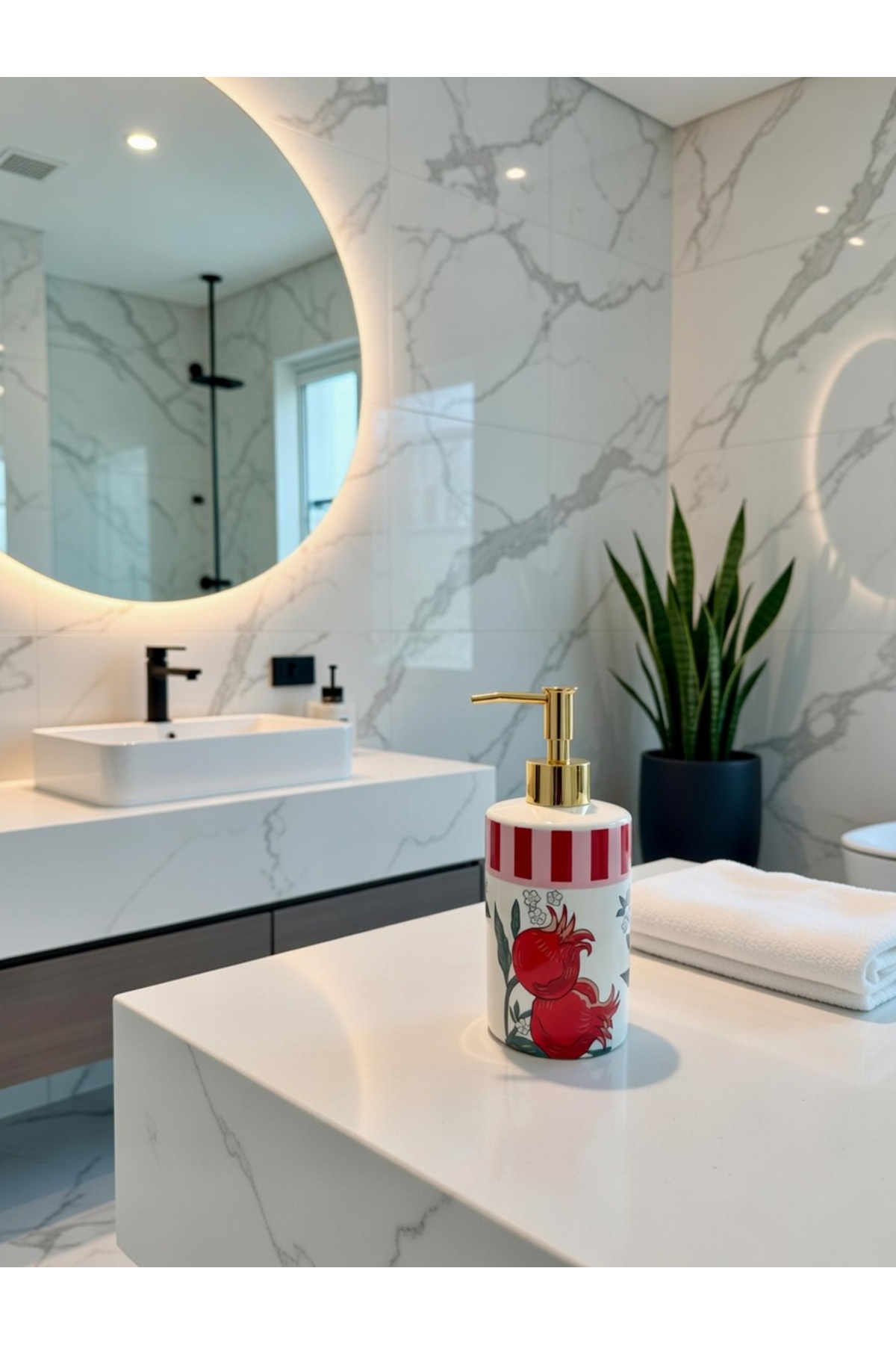 500 ml Narlı Sıvı Sabunluk | Dekoratif Banyo ve Mutfak Sabunluğu