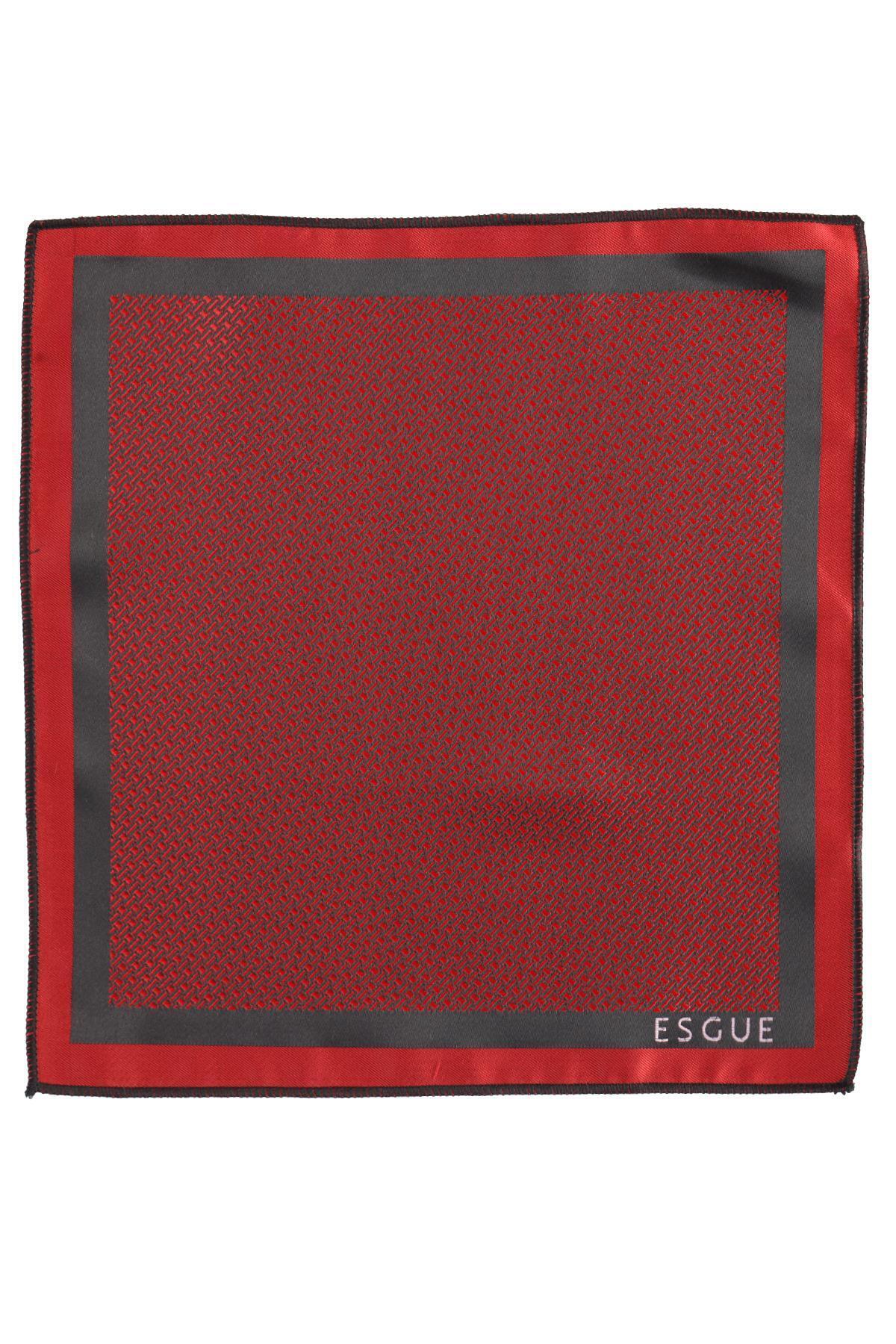 کراوات دستساز باریک کوچک طرحدار قرمز و مشکی ۶ سانتیمتری با دستمال جیبی Esgue مردانه | ESG115KRM1240 - تصویر 6