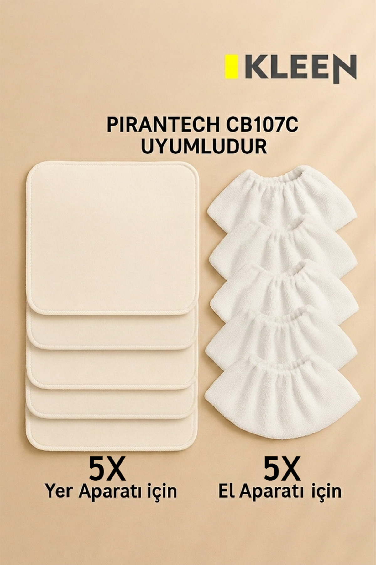 Kleen Pirantech Cb107 C Buharlı Temizlik Makinesi Uyumlu Yedek Mikrofiber Bez Seti 10 Adet