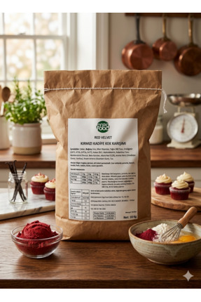 ergo food Red Velvet Kek 10 Kg Profesyonel Kadife Dokulu Kek Mix | Yoğun Kırm...