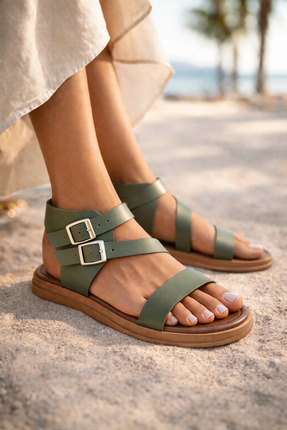 GUADA Vegan Deri, Brisa Model Tokalı Sandalet