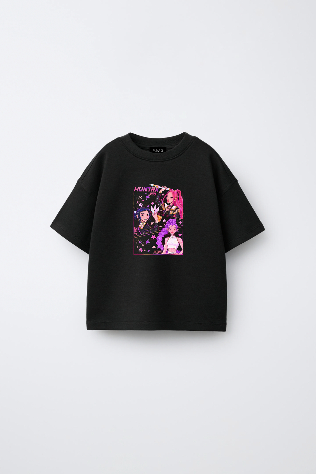 Kpop Demon Hunters Huntrix Zoey Rumi Mira Printed Oversize 100% Cotton Short Sleeve Girls T-Shirt