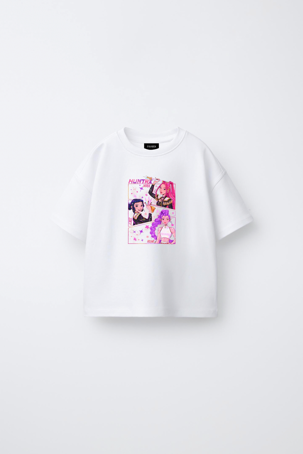 Kpop Demon Hunters Huntrix Zoey Rumi Mira Printed Oversize 100% Cotton Short Sleeve Girls T-Shirt