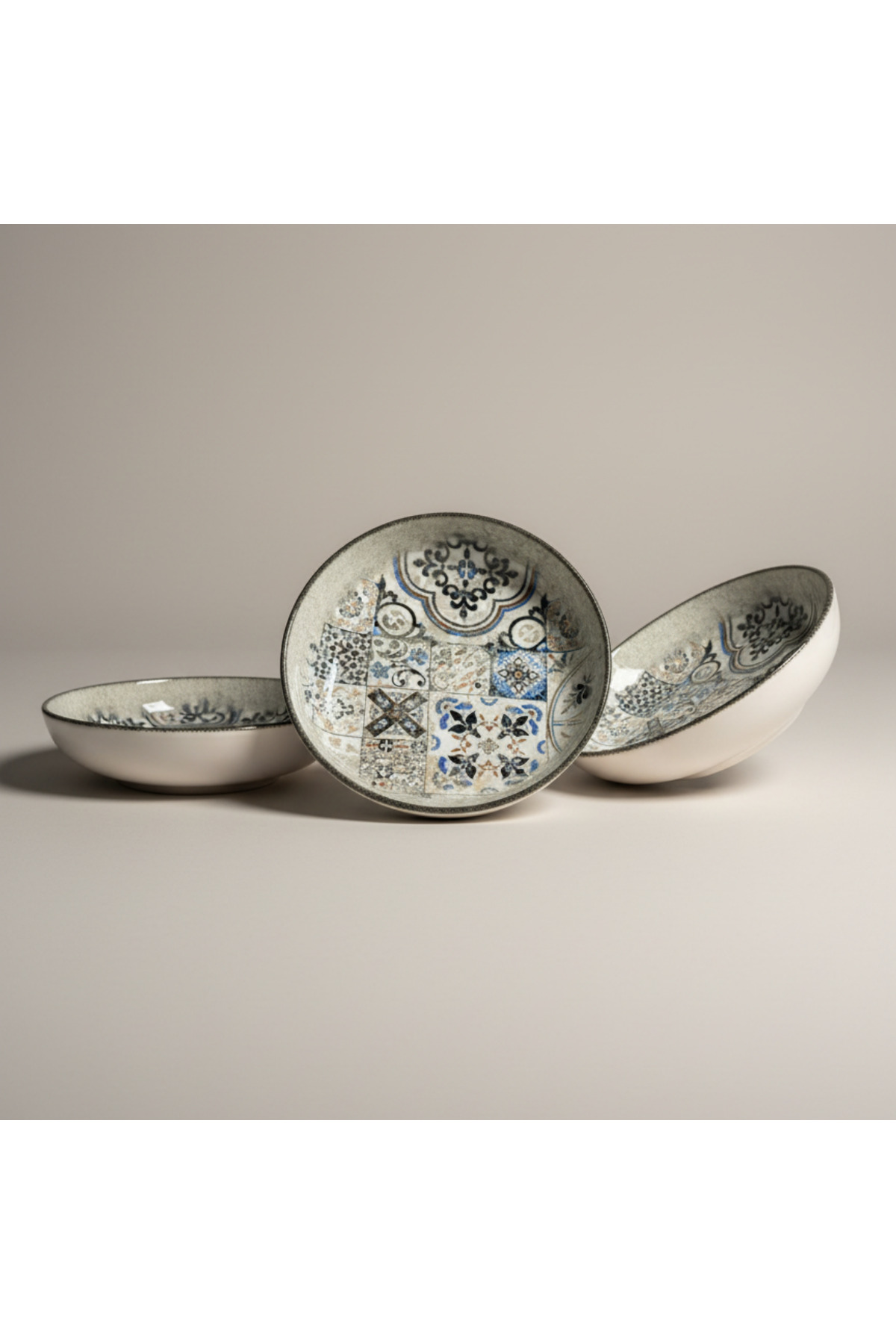 RİNART PORSELEN Valencia Miriana 17 cm Bowl – Patterned Ceramic Salad & Appetizer Bowl | Presentation Bowl