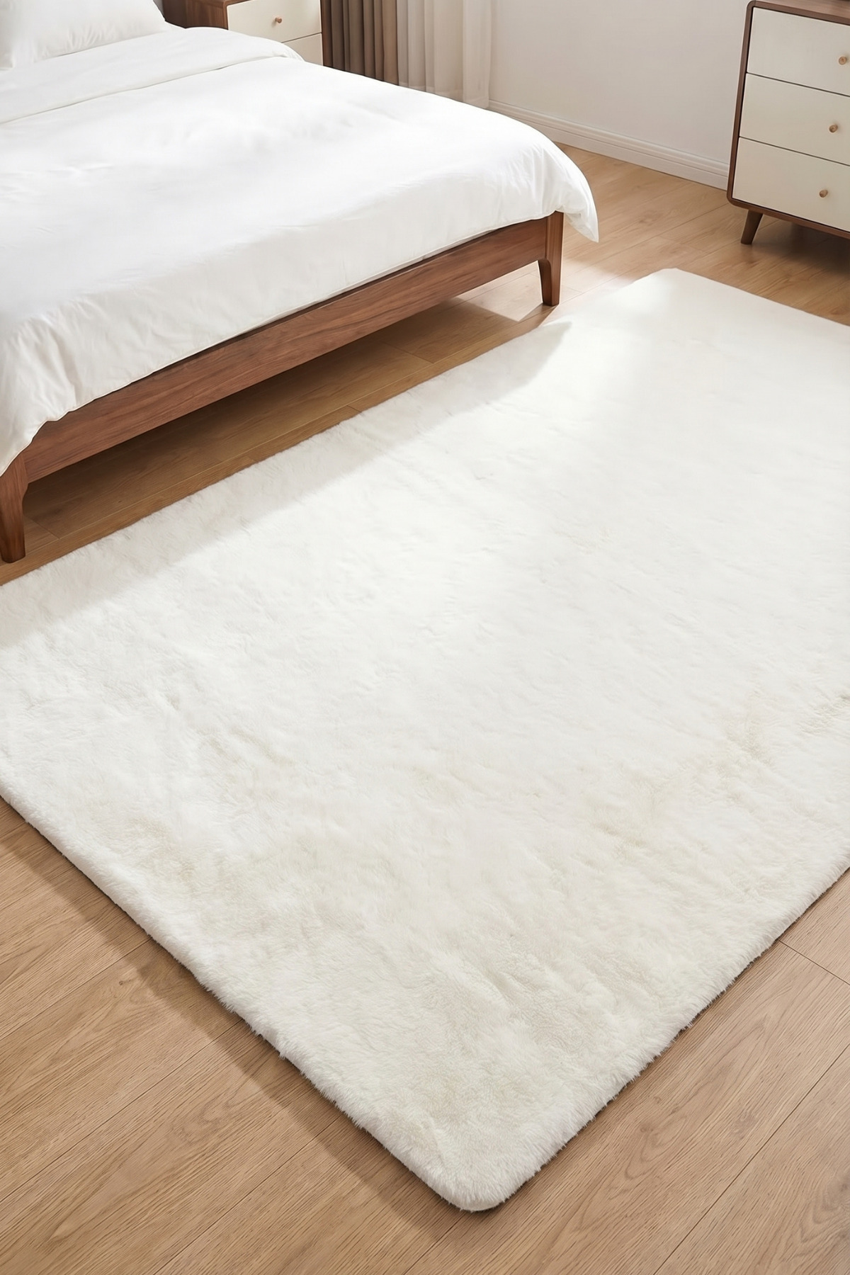 Cloud Ecru High Pile Plush Rug-Ultra Soft Luxury Texture-Anti-Slip Sole-Premium Comfort-Washable