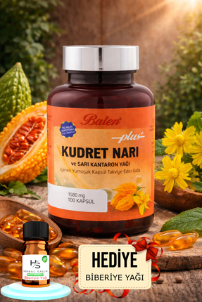 Balen Kudret Narı ve Sarı Kantaron Yağı İçeren Yumuşak Kapsül 100 Adet + HEDİ...