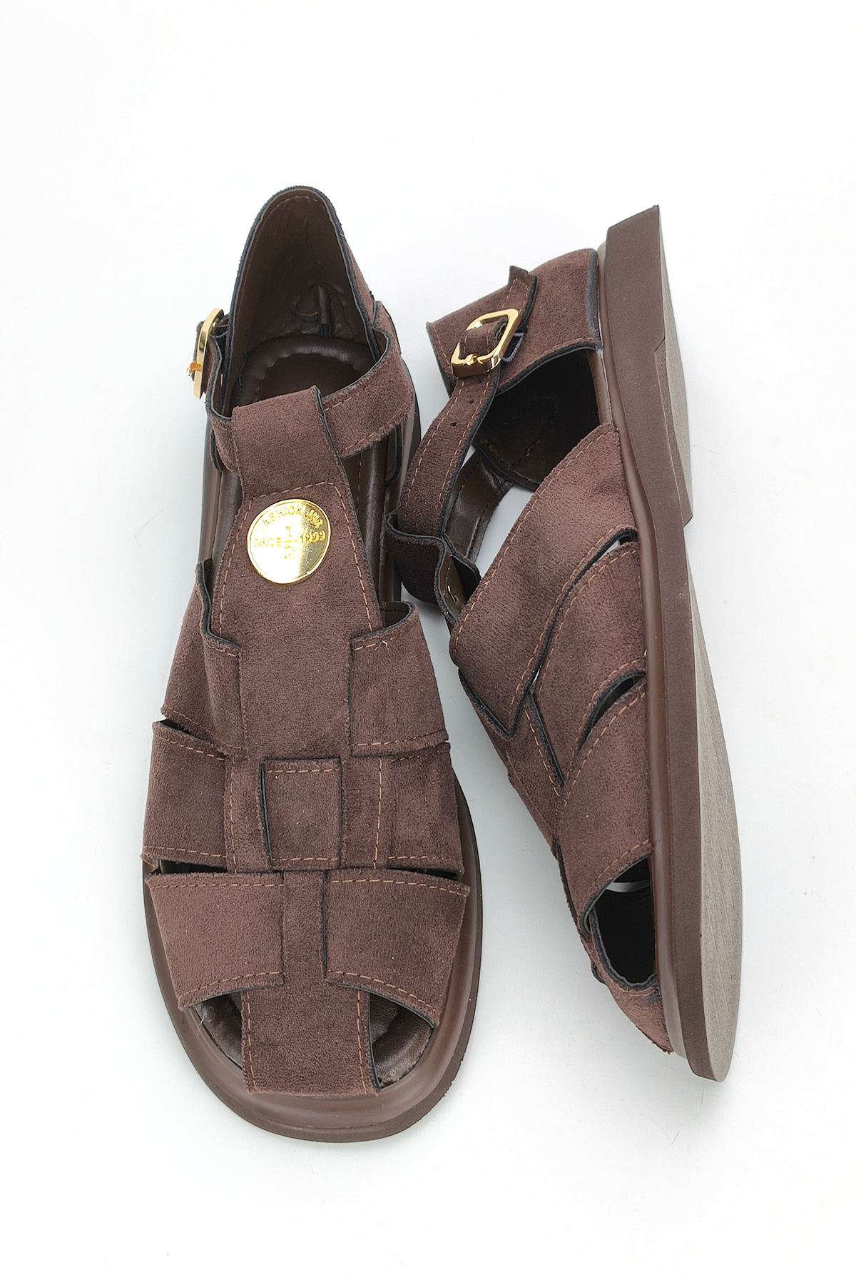 CEYDA SHOES KADIN RAHAT TABAN SÜET TOKALI HAFİF YAZLIK GLADYATÖR SANDALET görsel 6