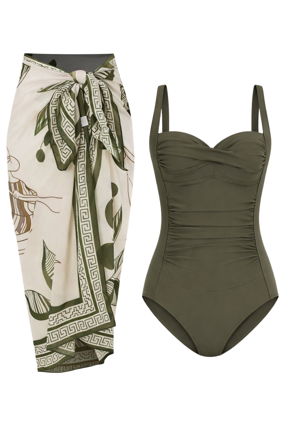 Swimwear Pareo with Chest Pad, Adjustable Strap, Thinner, Effective Recovery Draped Set of 2