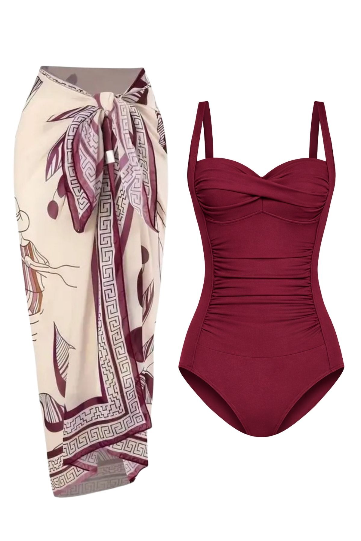 Swimwear Pareo with Chest Pad, Adjustable Strap, Thinner, Effective Recovery Draped Set of 2