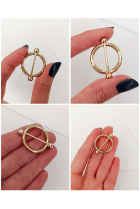 chibi Gold Metal Yuvarlak Şık Tasarım Mini Boy Kemer Tokası (İç çapı 2 cm) İğ...