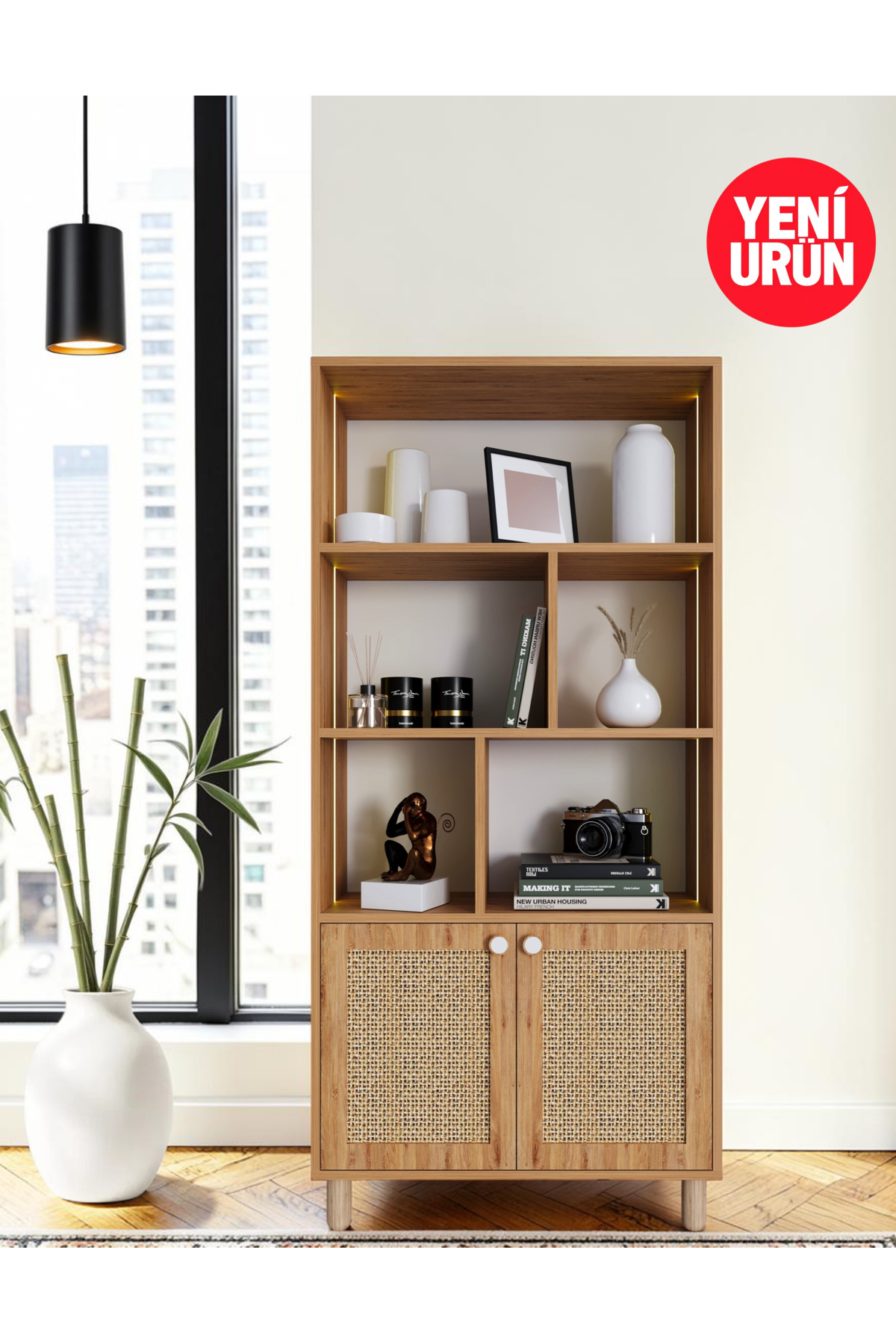 Level Bookshelf/ Led Lighting /MDF Jute Lid / Decorative Bookshelf