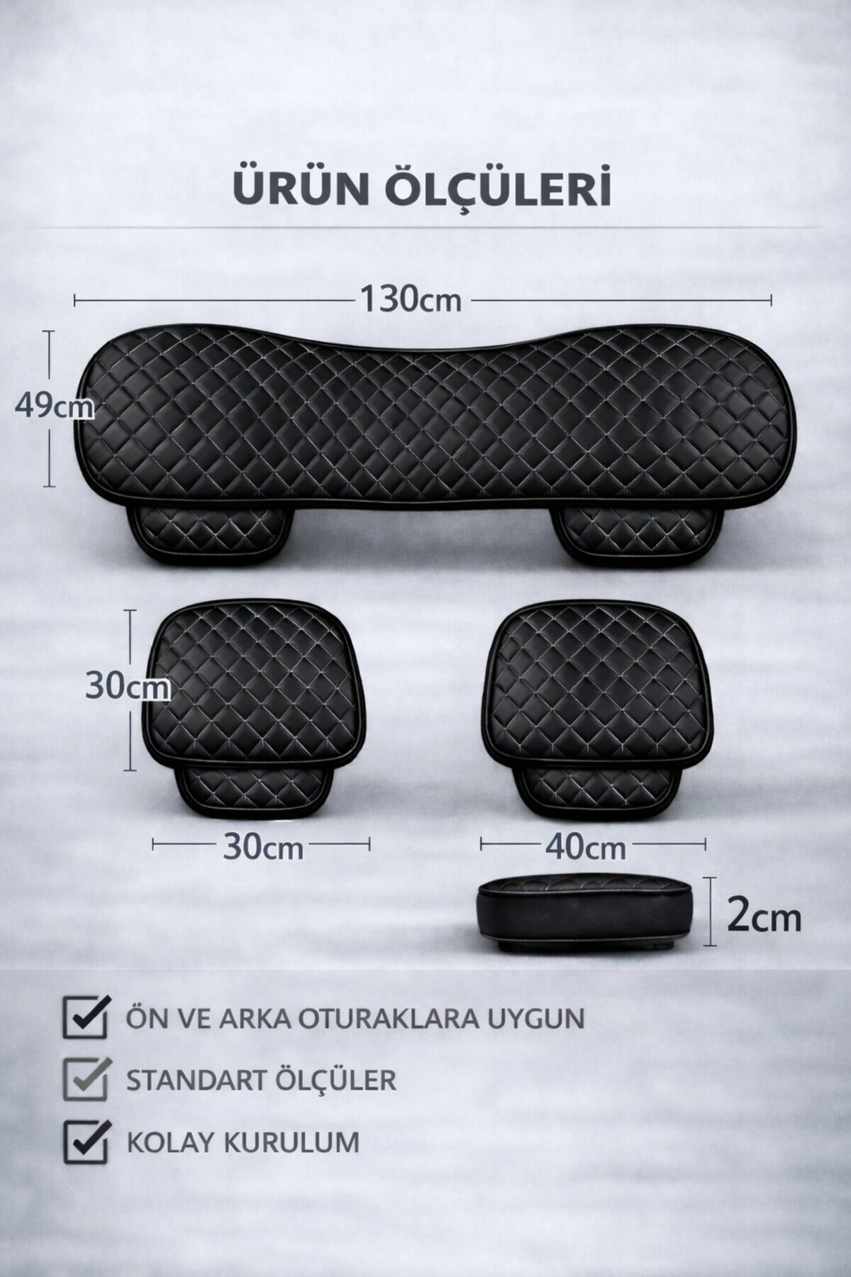 Volkswagen Bora 1998–2005 Uyumlu Lüks Kalite Sıvı Geçirmez Deri Oturak Minder 3'lü Taba