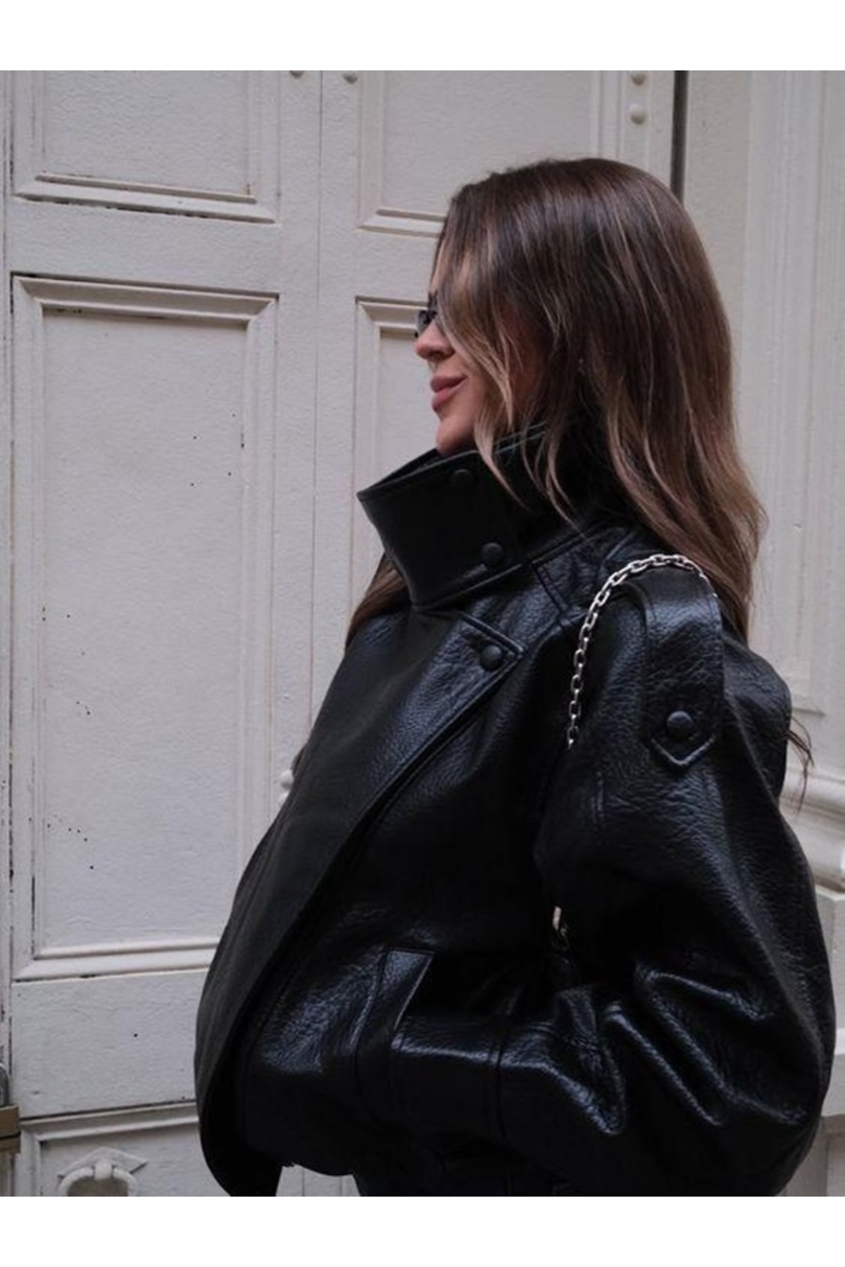 Rhythm London Textile ZR Dik Yaka Orj. Desen Yumuşak Tuşeli Deri Ceket görsel 8
